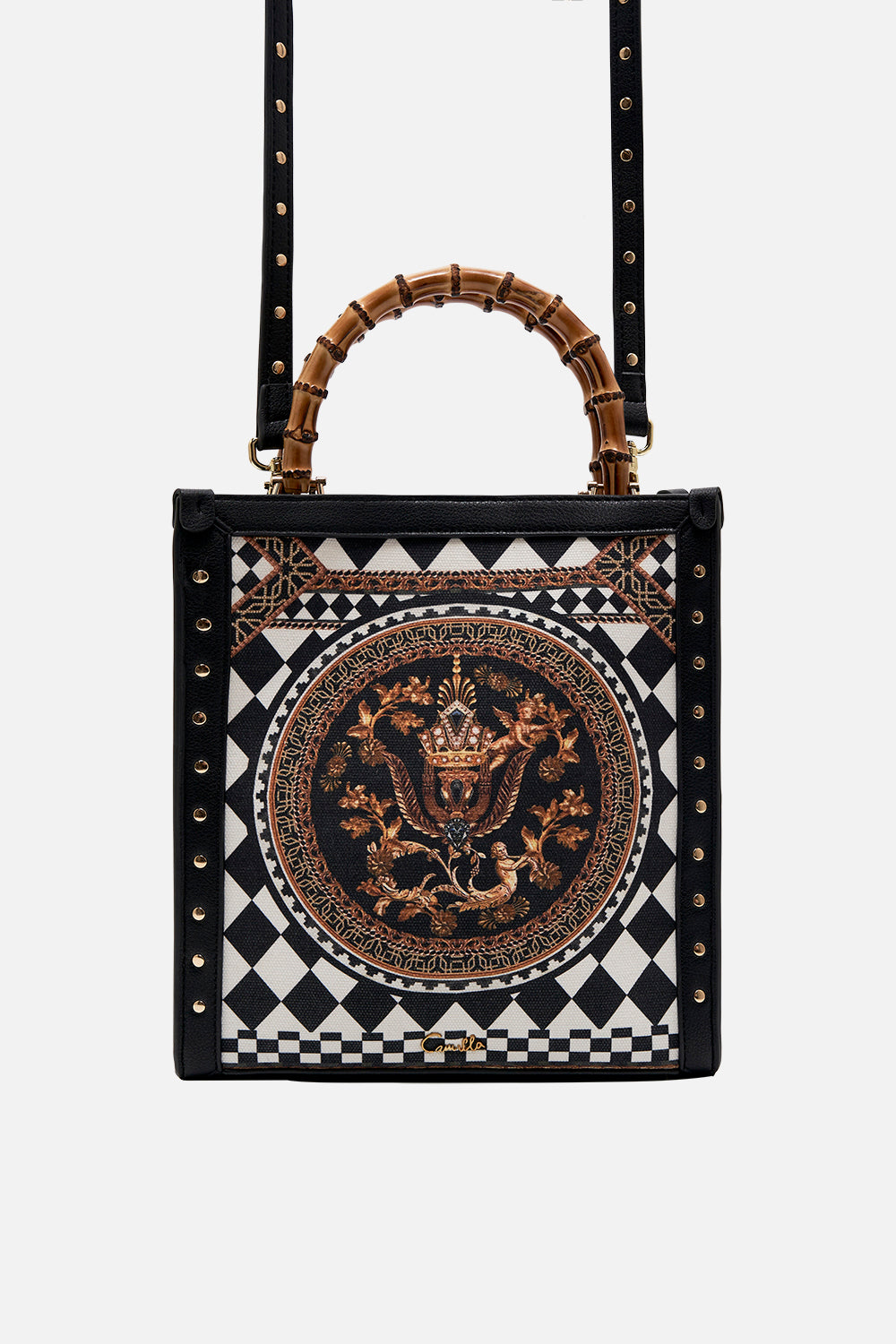 Product view of CAMILLA printed tote bag in Duomo Dynasty print