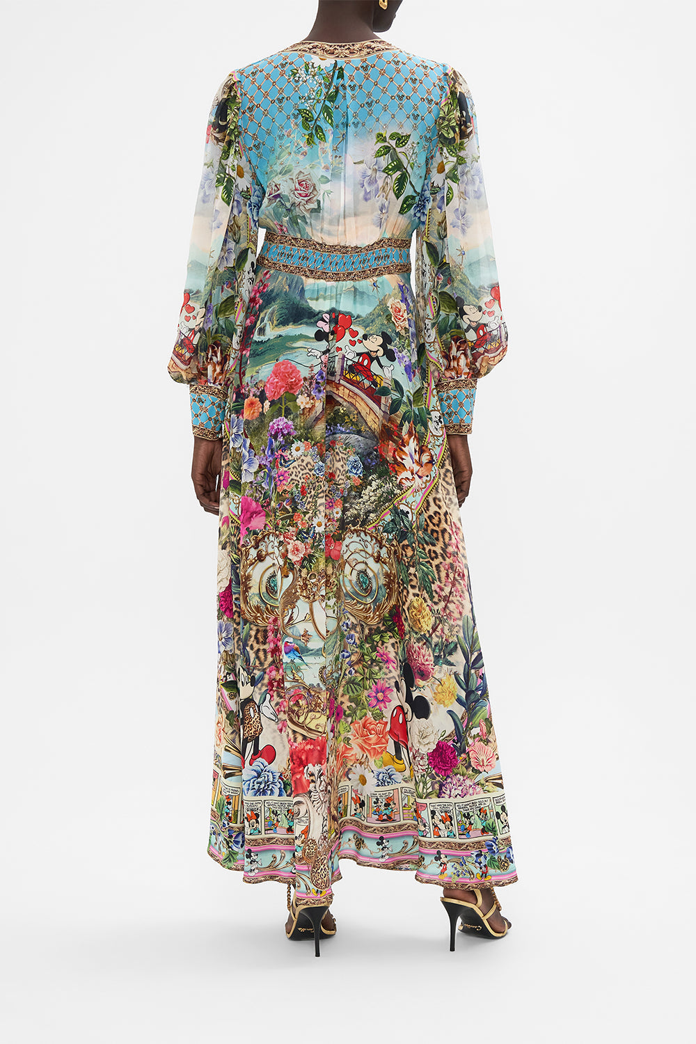 SHAPED WAISTBAND DRESS WITH GATHERED SLEEVES MICKEY TAKES A TRIP