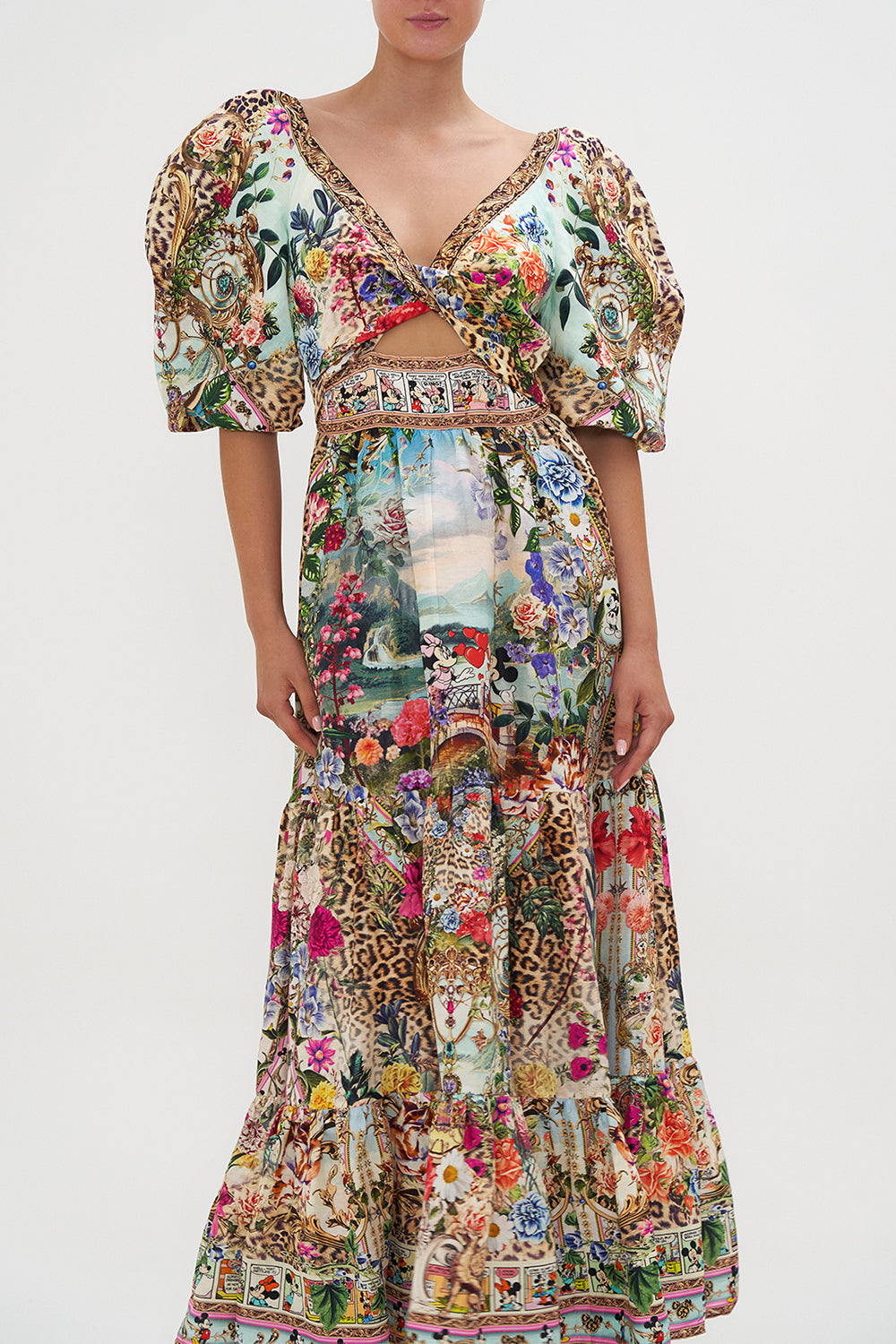 TIERED PUFF SLEEVE DRESS MICKEY TAKES A TRIP