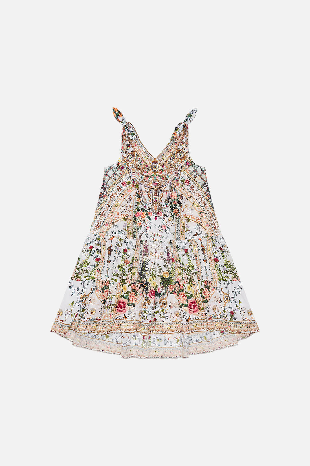 Product view of Milla by CAMILLA kids floral dress with bow in Reniassance Romance print