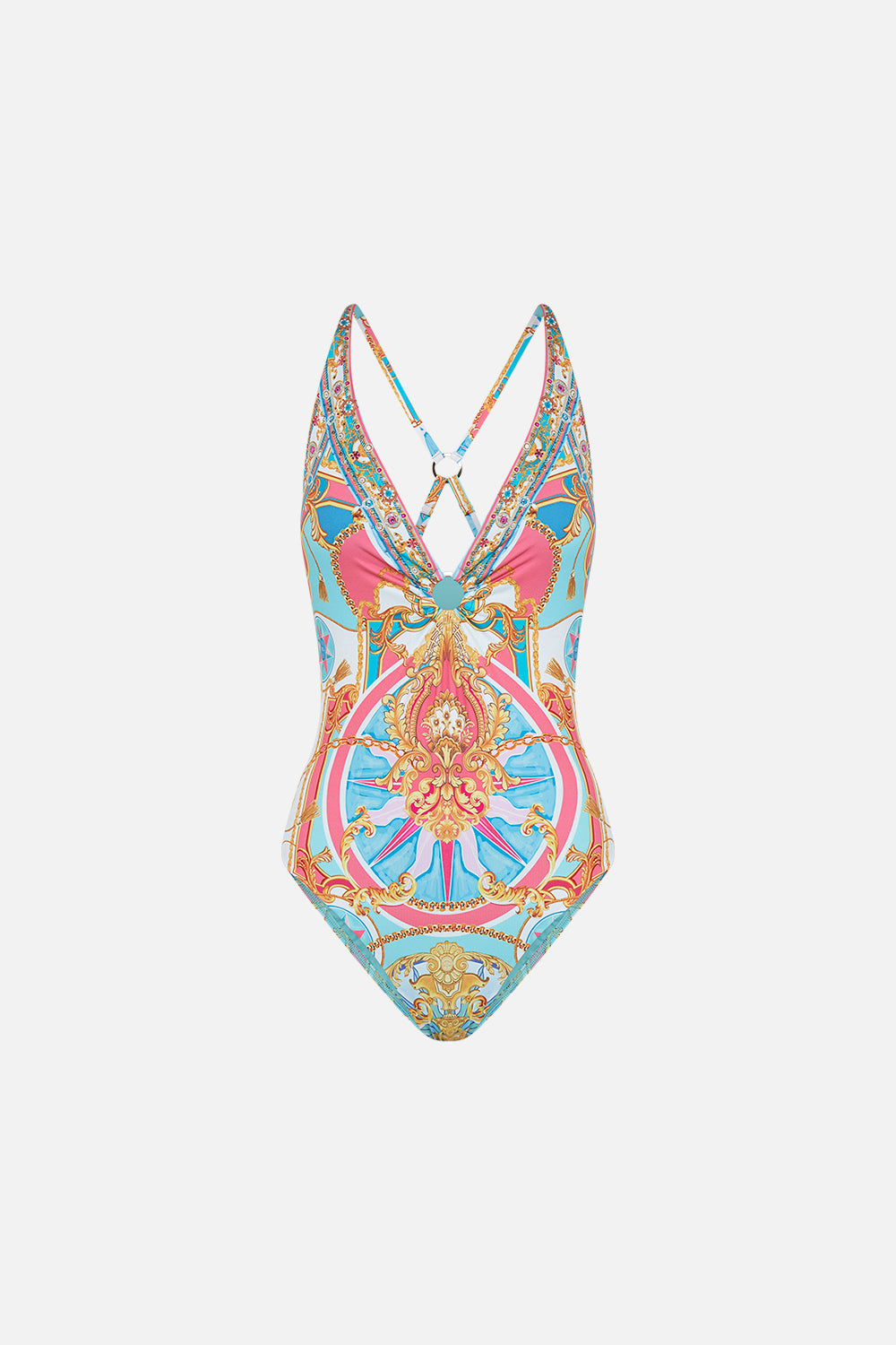 Product view of CAMILLA resortwear one piece swimsuit in Sail Away With Me print