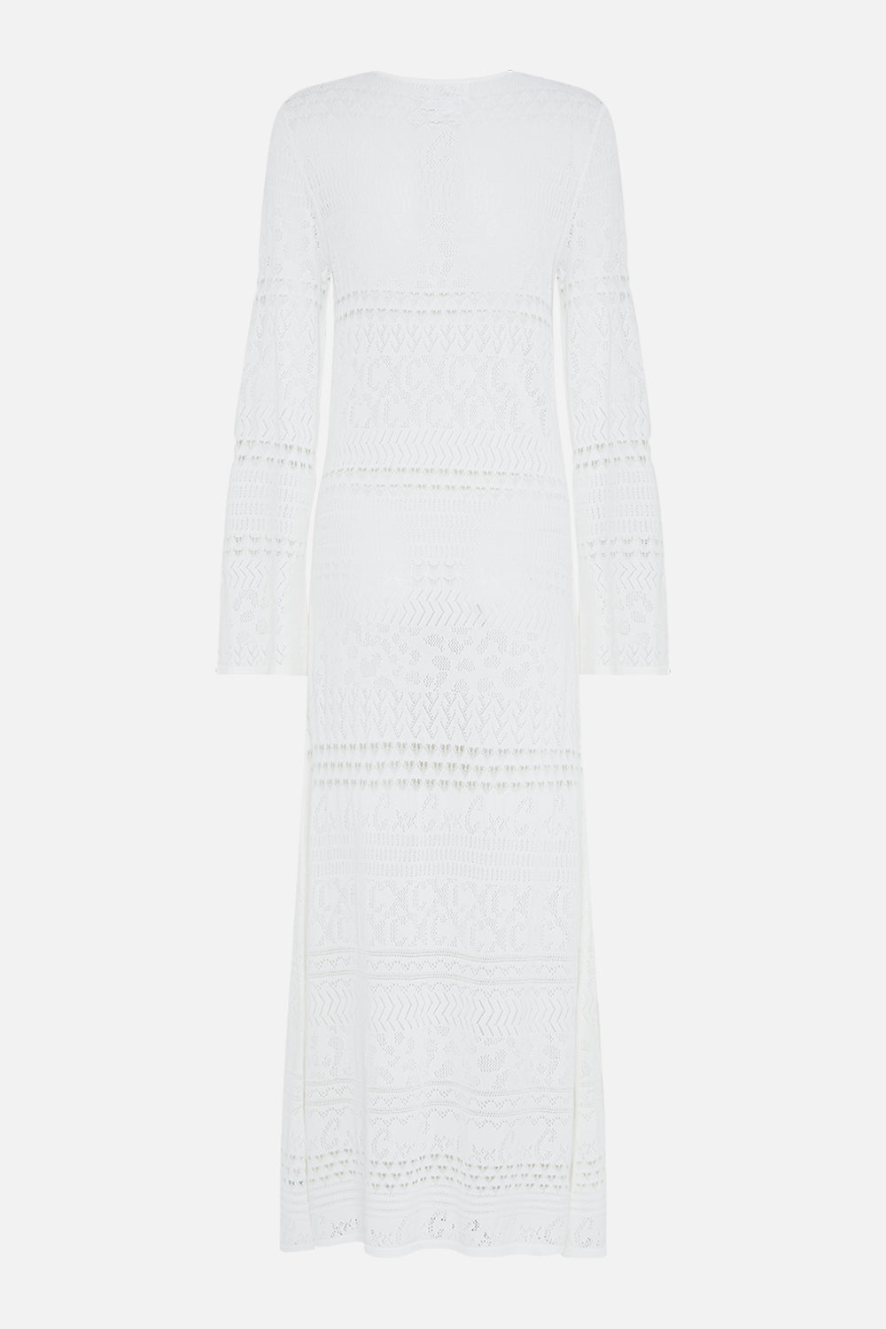 LACE FRONT POINTELLE KNIT DRESS SEA CHARM