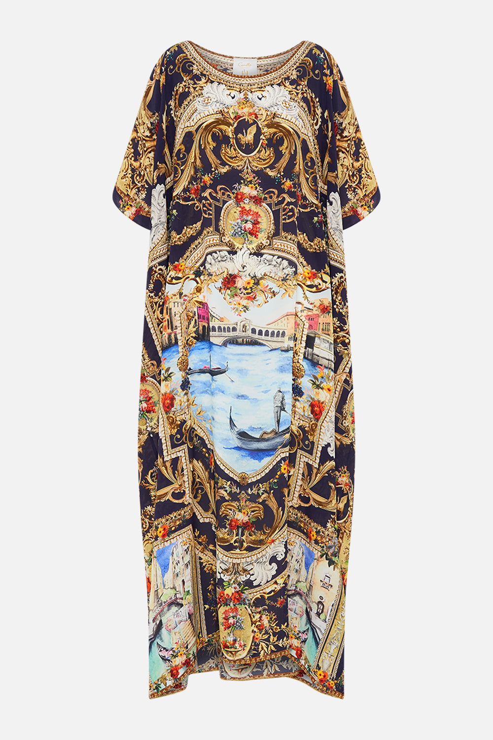 Product view of CAMILLA silk kaftan in Venice Vignette print