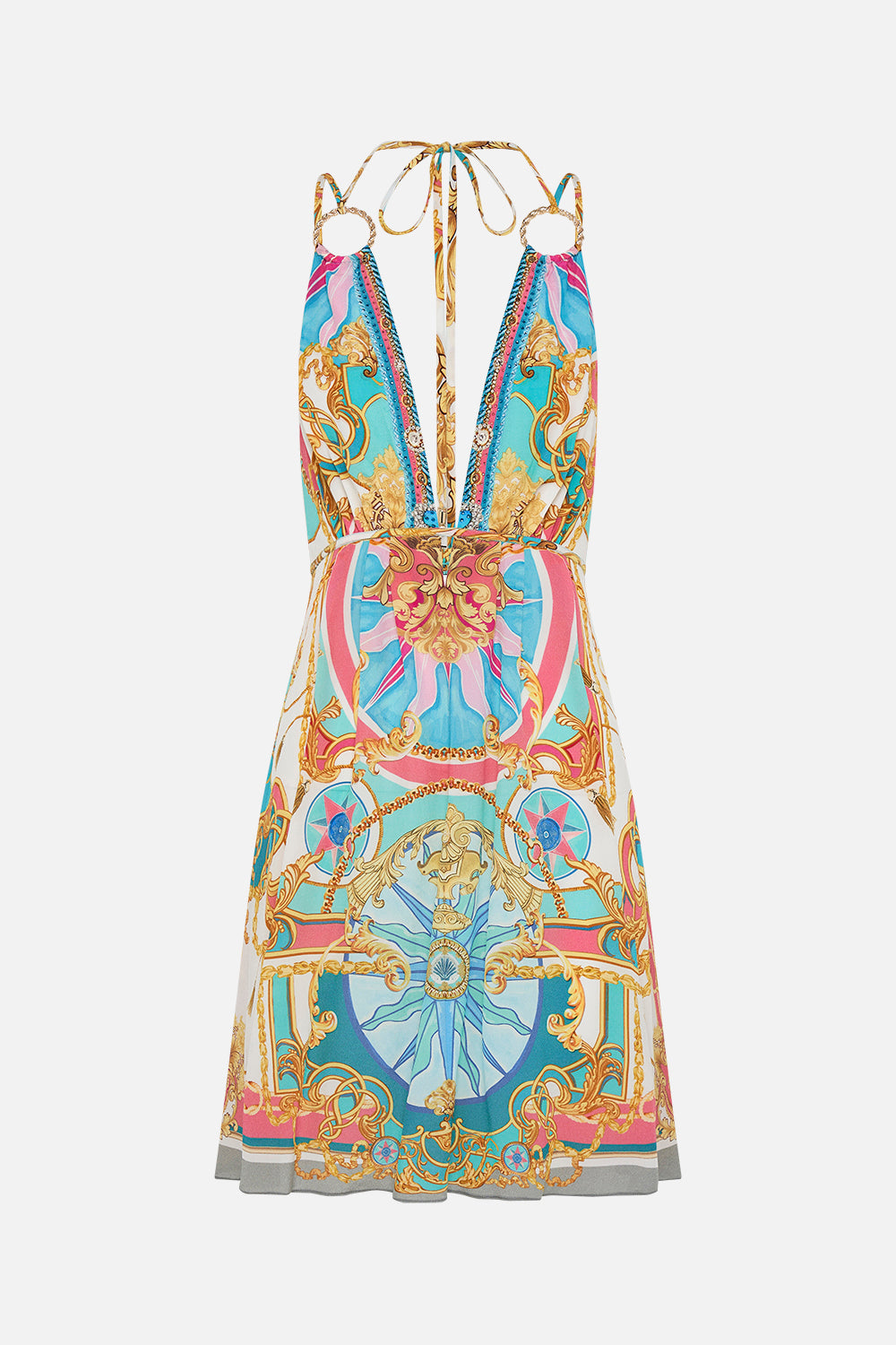Product view of CAMILLA silk mini dress in Sail Away With Me print
