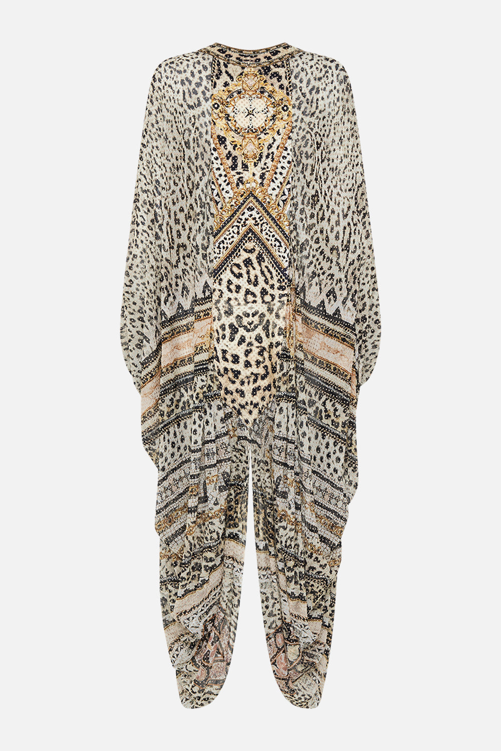 Back product view of CAMILLA luxury silk jacket in Mosaic Muse print