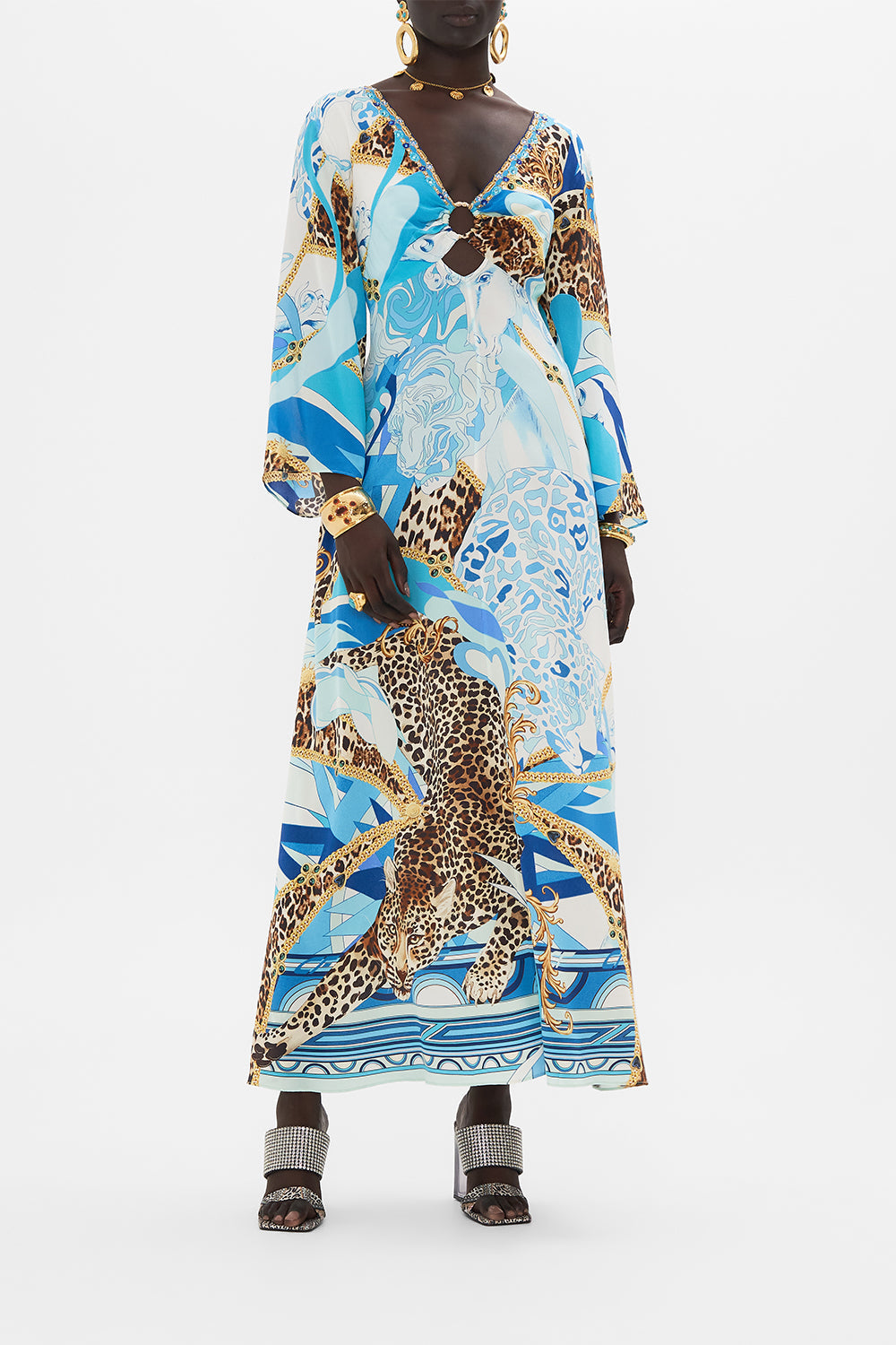 HARDWARE BIAS DRESS SKY CHEETAH