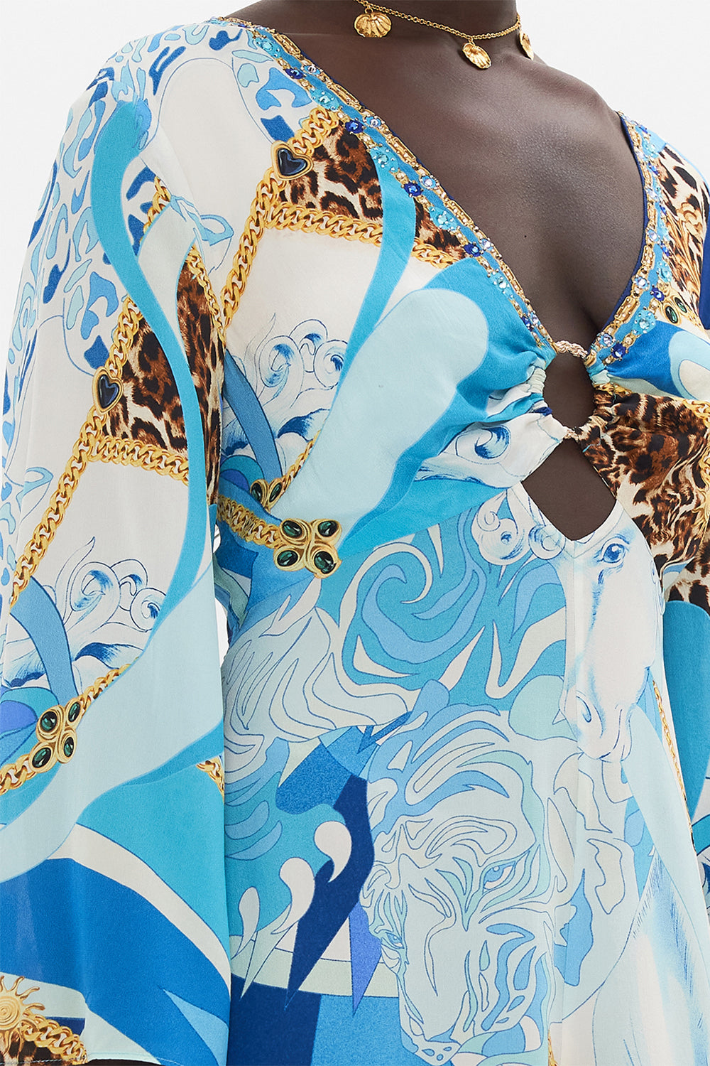 HARDWARE BIAS DRESS SKY CHEETAH