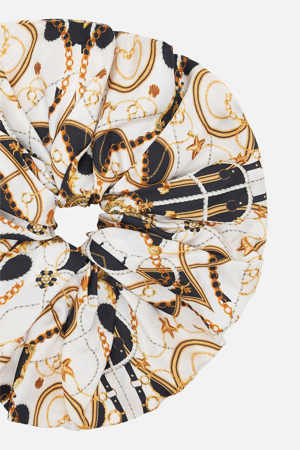 Product view of CAMILLA silk scrunchie in Sea Charm, print