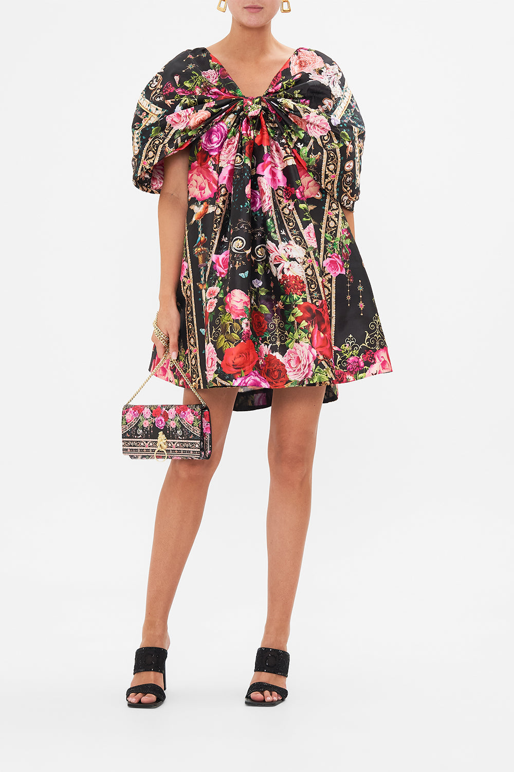 Product view of CAMILLA designer crossbody bag in Reservation For Love print