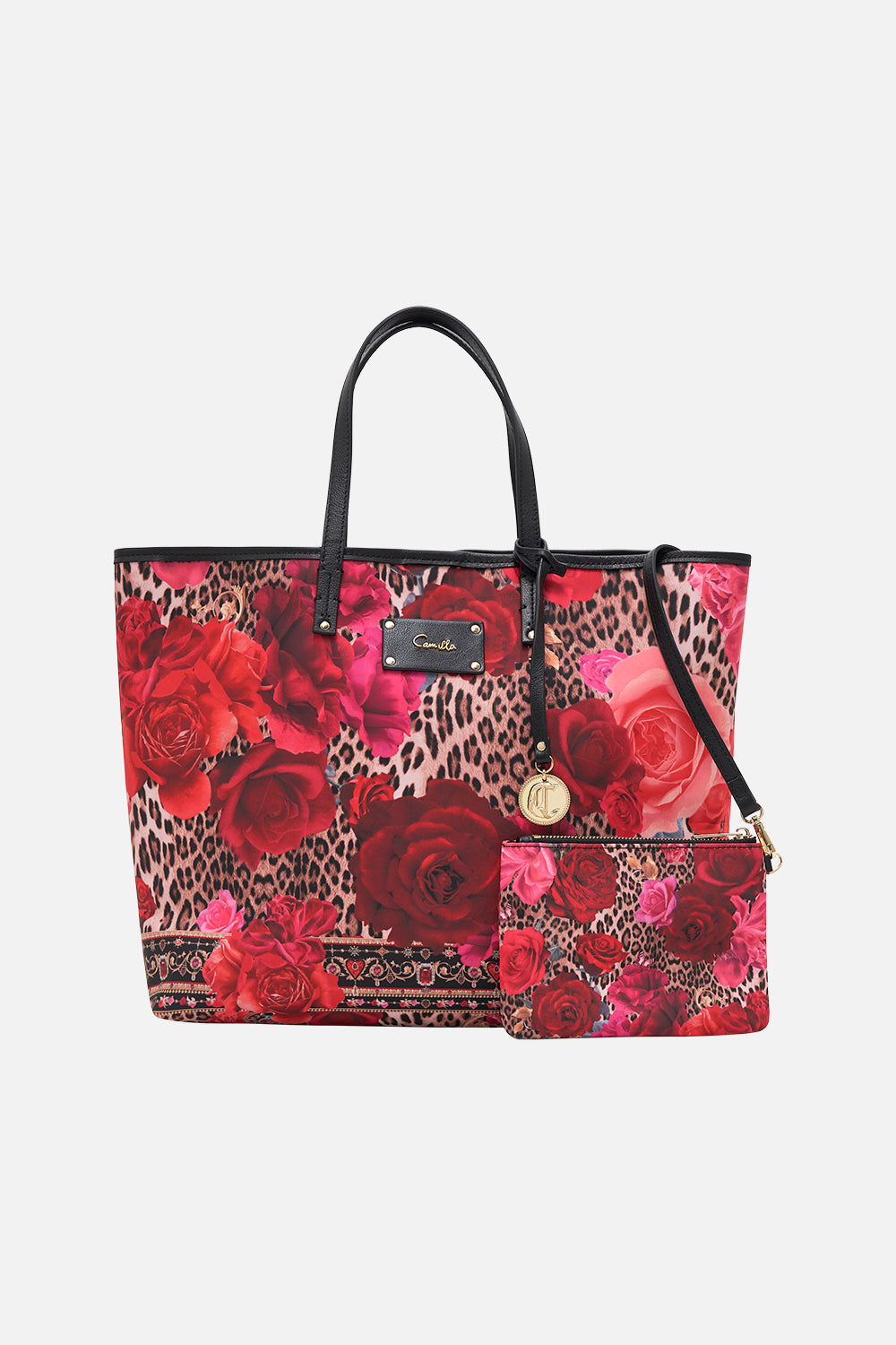 Product view of CAMILLA designer tote bag in Heart Like A Wildflower print