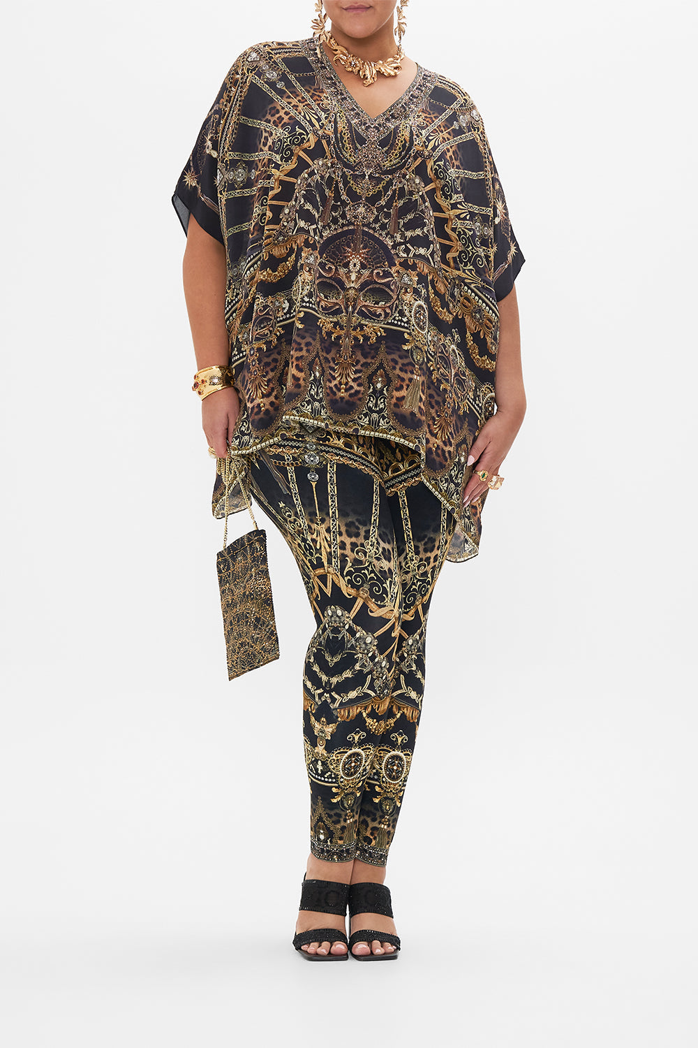 RECTANGULAR V NECK KAFTAN MASKED AT MOONLIGHT