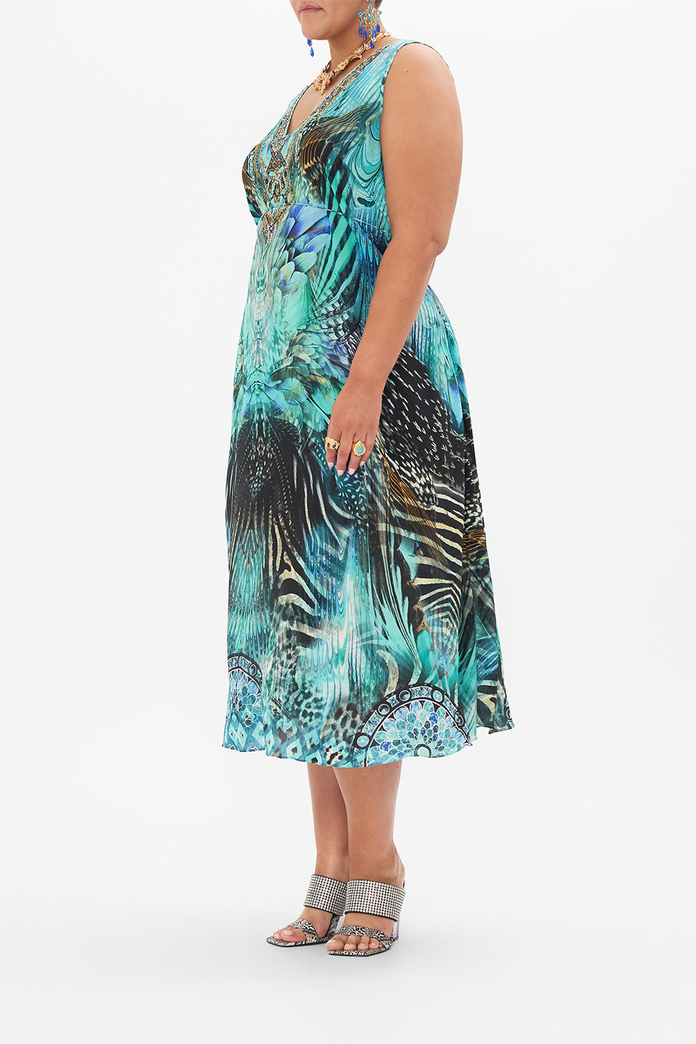 V NECK RACERBACK DRESS AZURE ALLURE