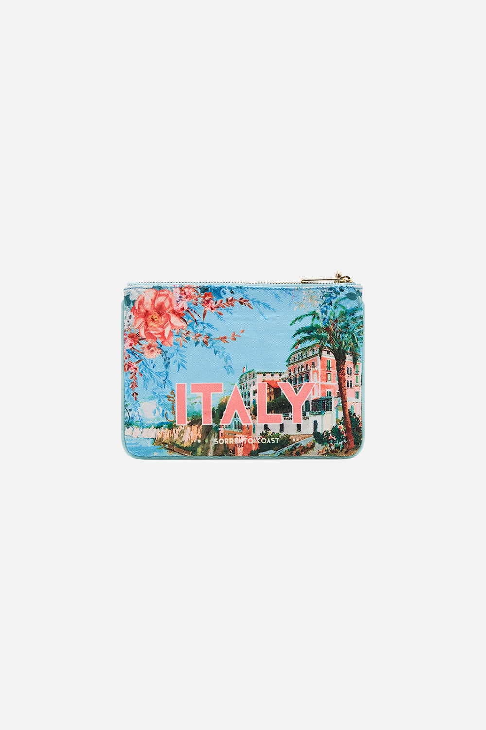 Product view of CAMILLA coin and phone purse in From Sorrento With Love print