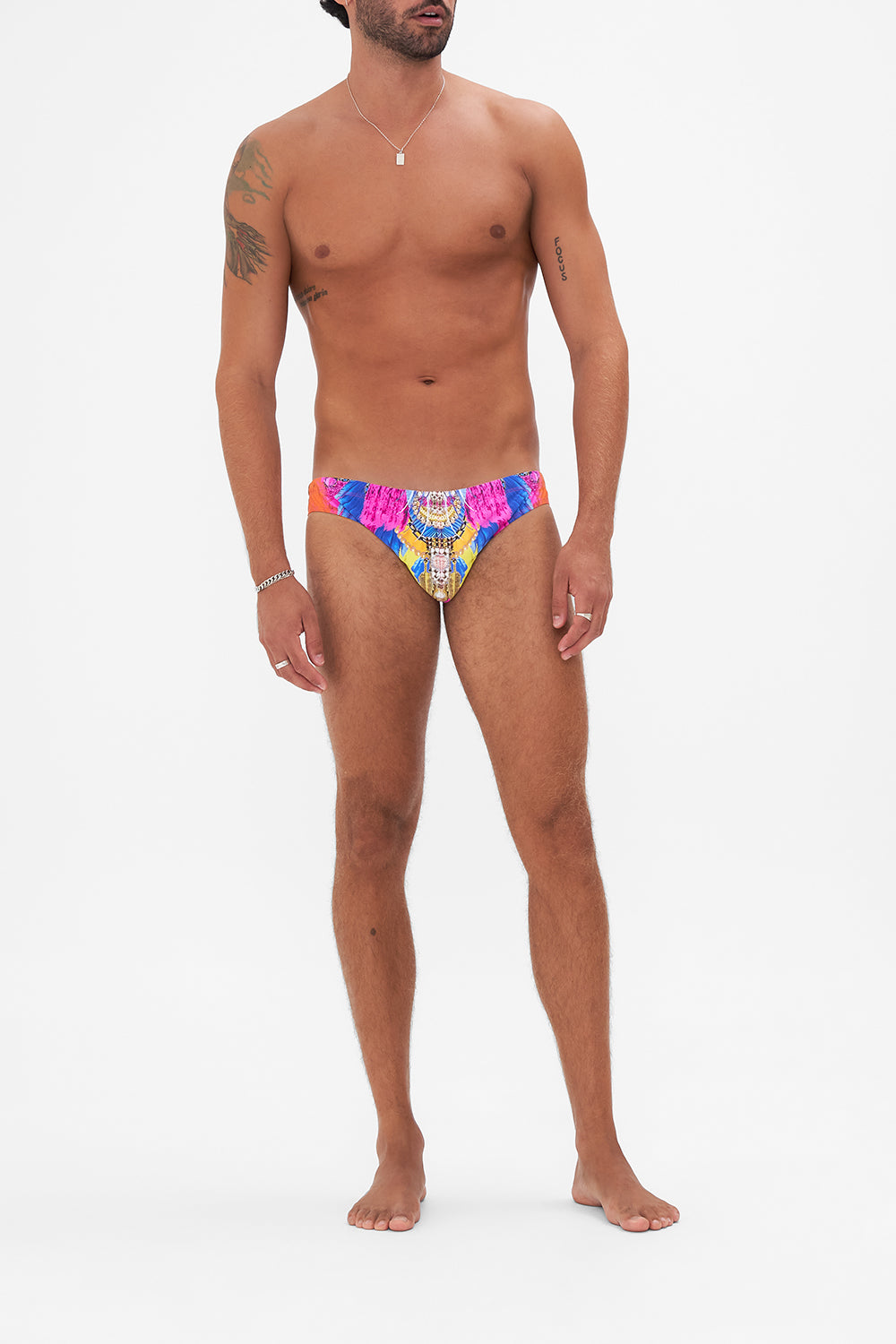 CAMILLA bright mens swim brief in Dancing With Destiny print