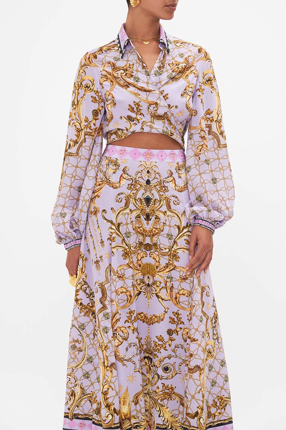 CROPPED WRAP SHIRT LAVENDER EVER AFTER