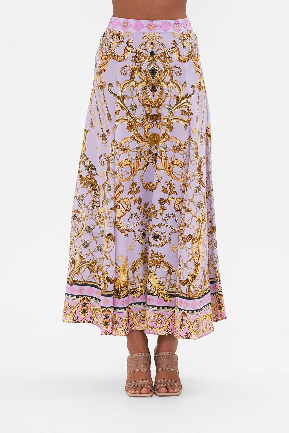 PANELLED FLARED LONG SKIRT LAVENDER EVER AFTER