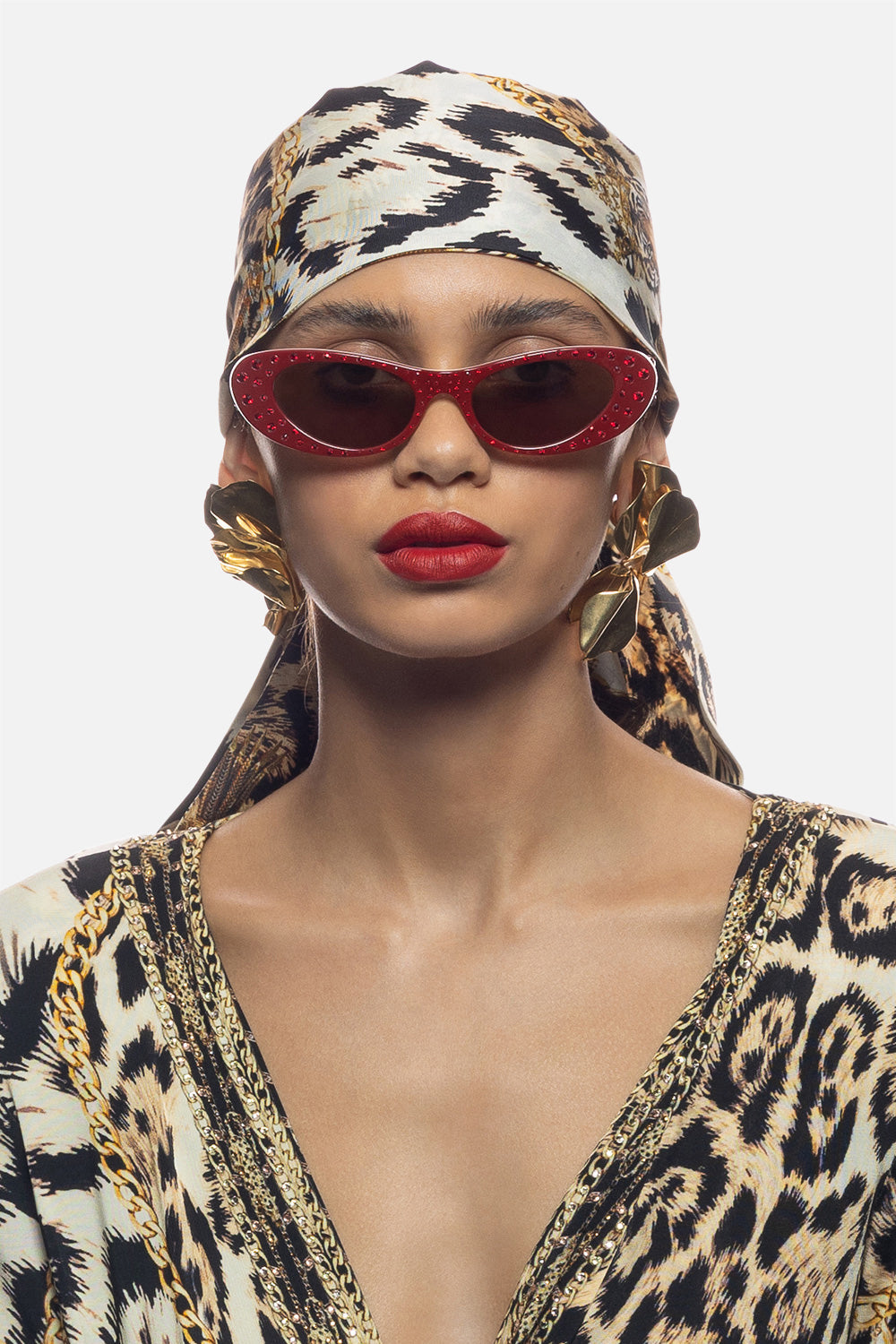 CHAMPAGNE & CAVIAR SUNGLASSES RED CRYSTAL