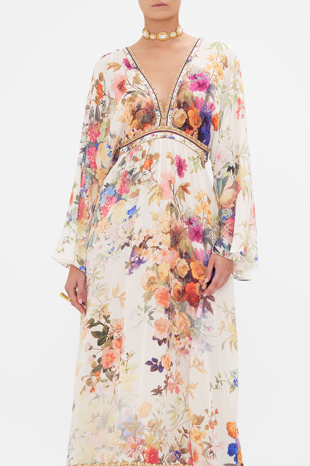 GATHERED KIMONO DRESS FRIENDS WITH FRESCOS