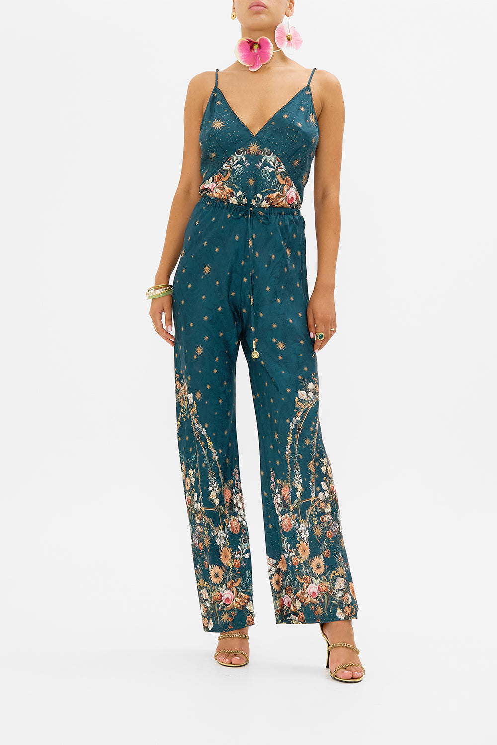 CAMILLA silk cami in She Whie Wears The Crown print