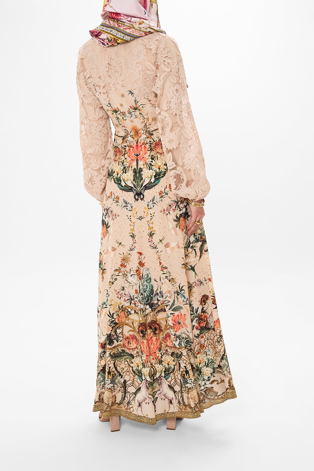 CAMILLA floral print lace dress In Rose Garden Revolution print