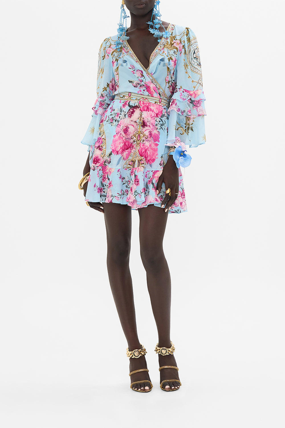 CAMILLA silk wrap dress in Down The Garden Path print