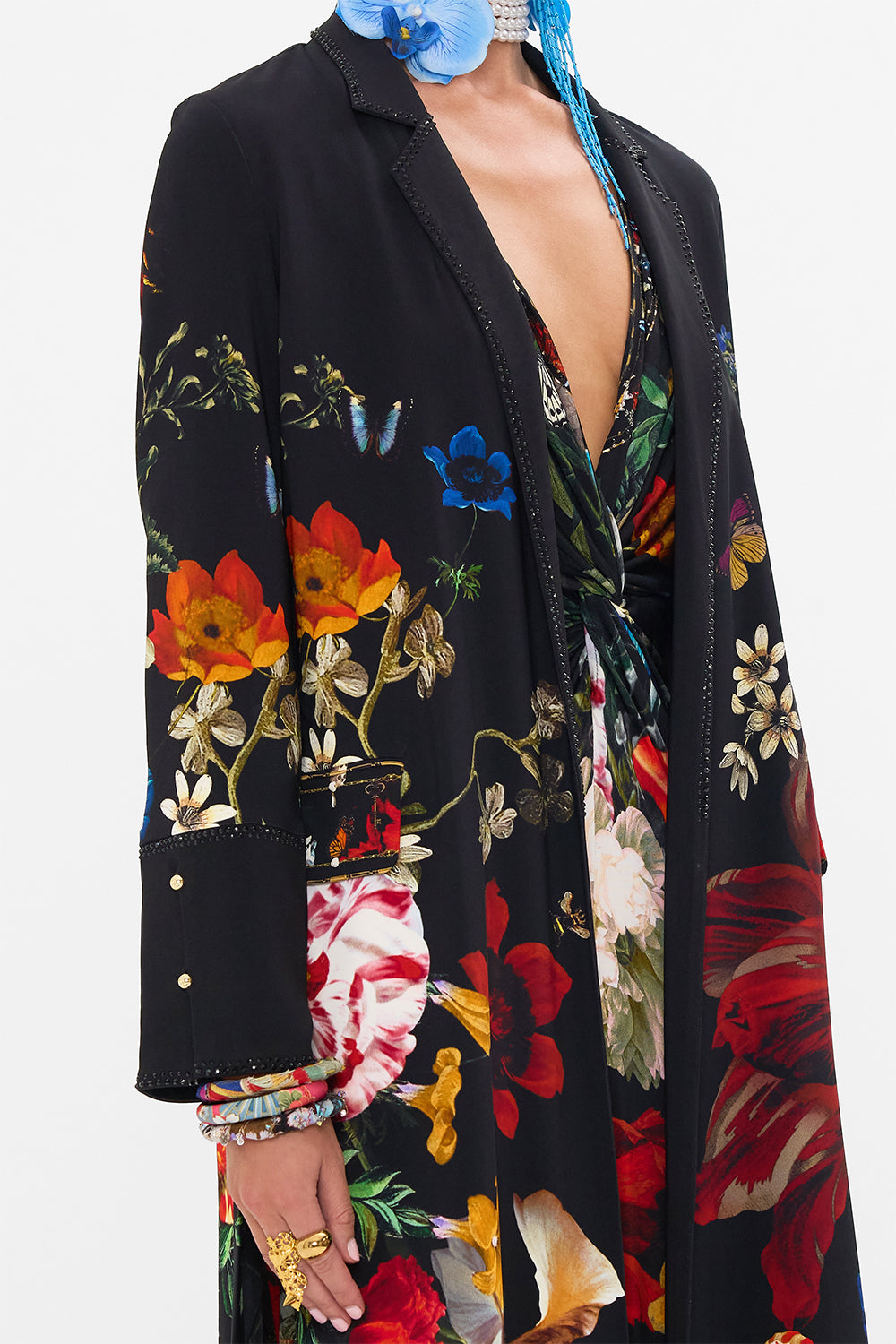CAMILLA floral print coat in A Still Life print
