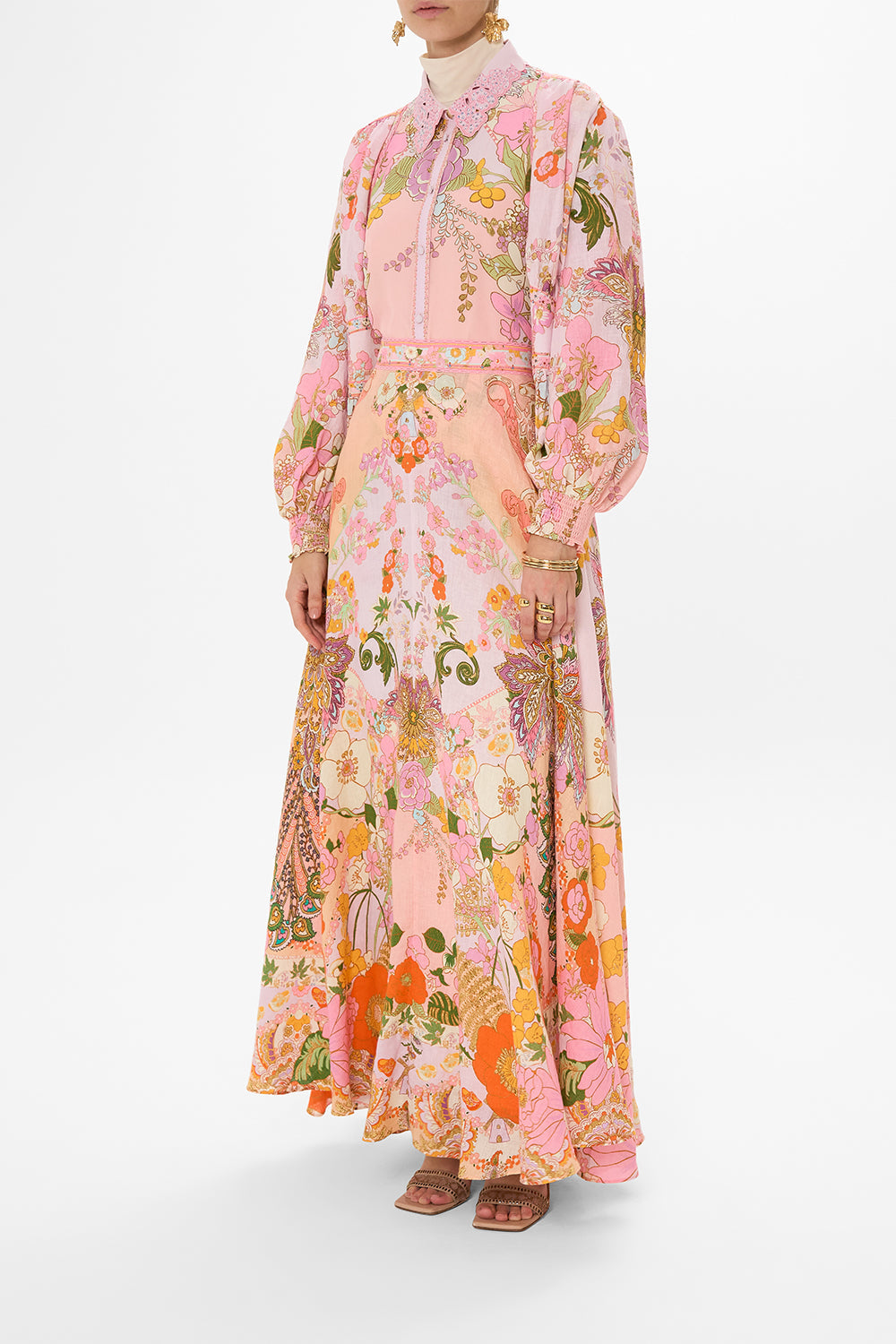 CAMILLA floral print maxi skirt in Clever Clogs print