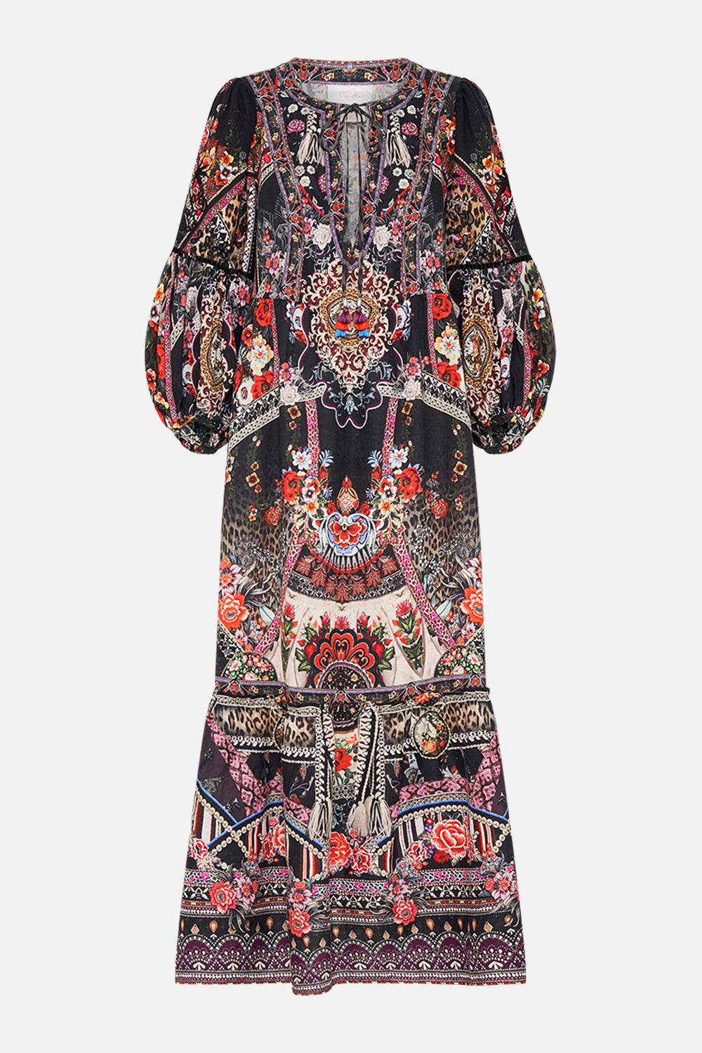 CAMILLA silk dress in Volendam Dolls print