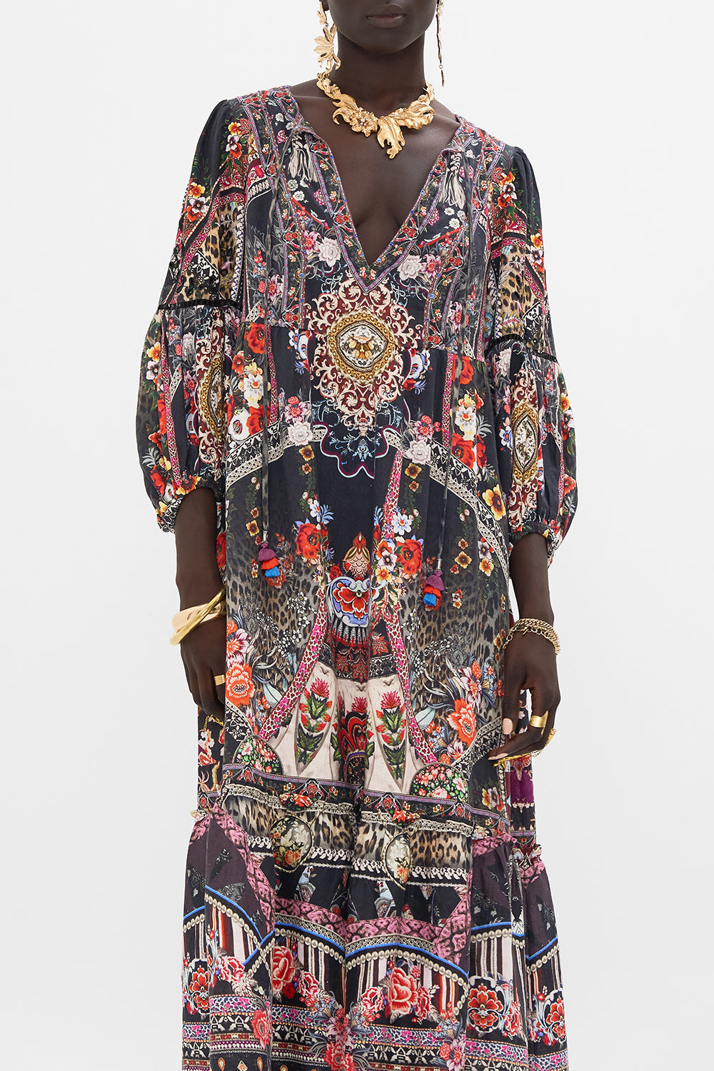 CAMILLA silk dress in Volendam Dolls print