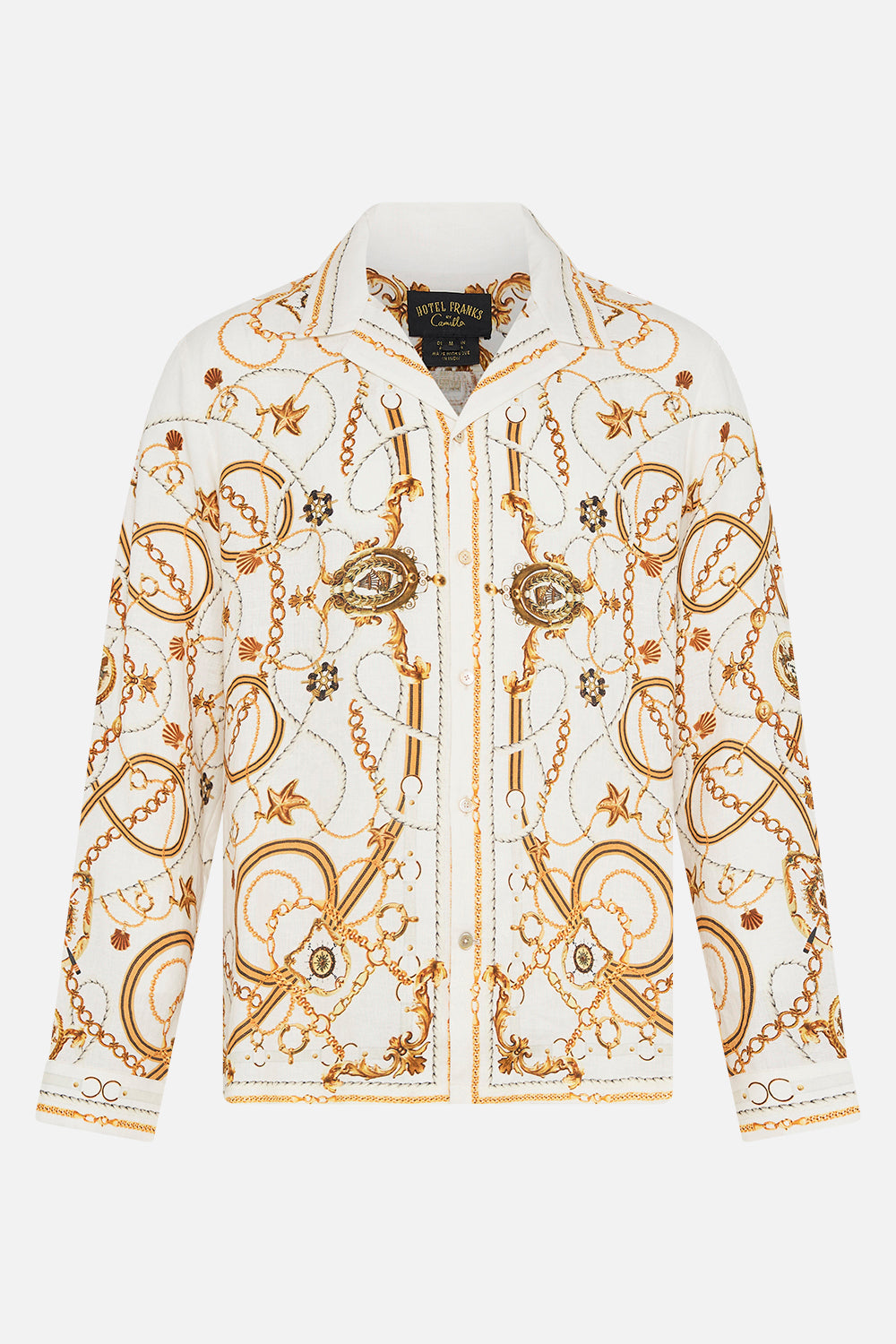 Hotel Franks By CAMILLA mens long sleeve camp collared shirt in Coast To Coast print