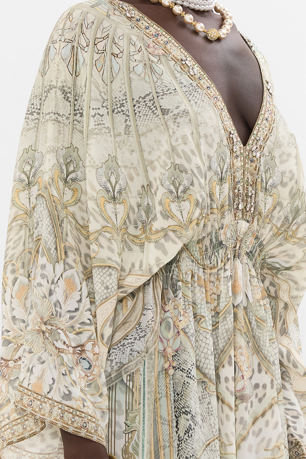 CAMILLA maxi dress in Ivory Tower Tales print