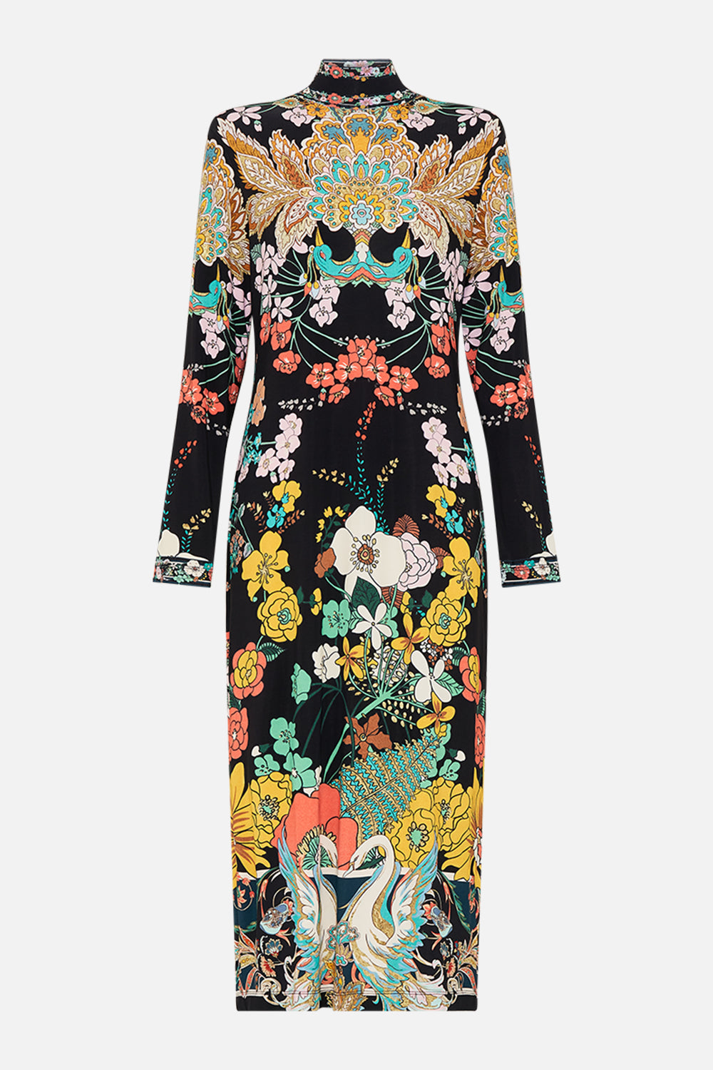 CAMILLA jersey turtleneck in We Wore Folklore print