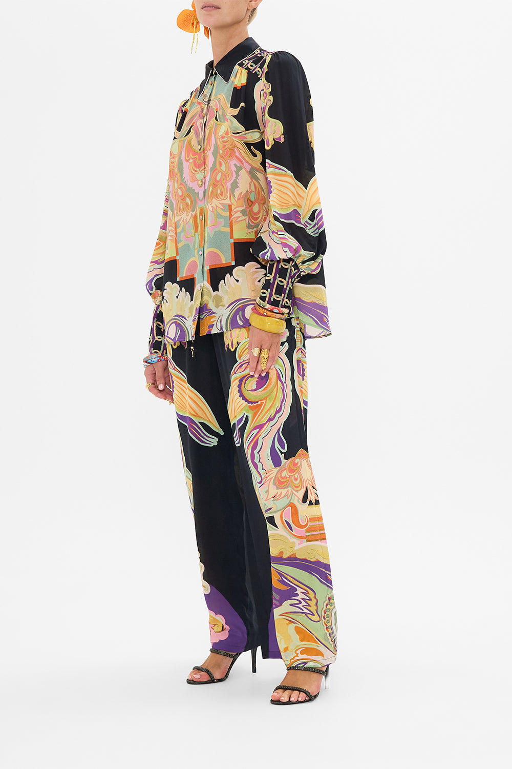 CAMILLA silk blouse in Club Cinemania print