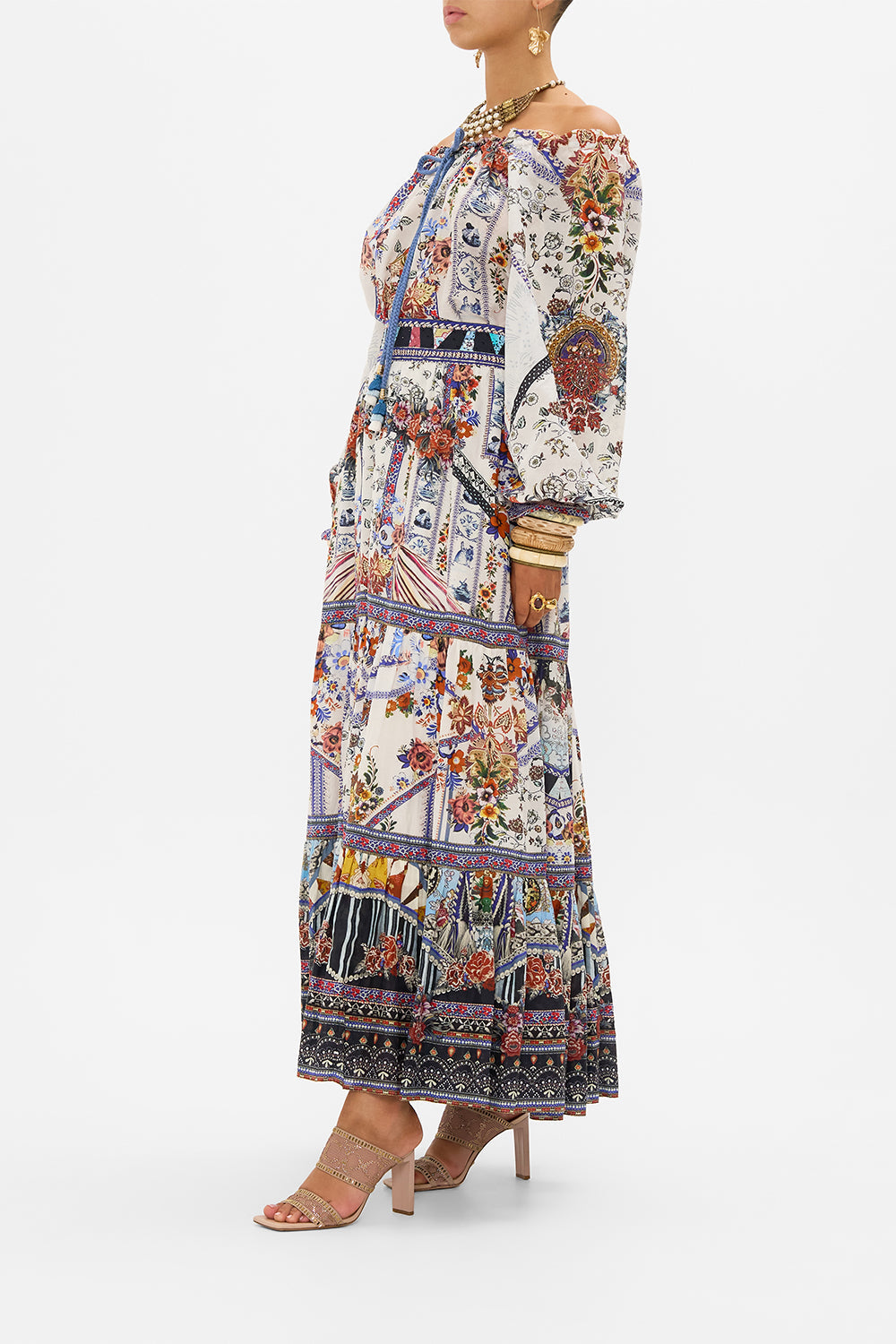 CAMILLA tiered skirt in My Folk Art Heart print