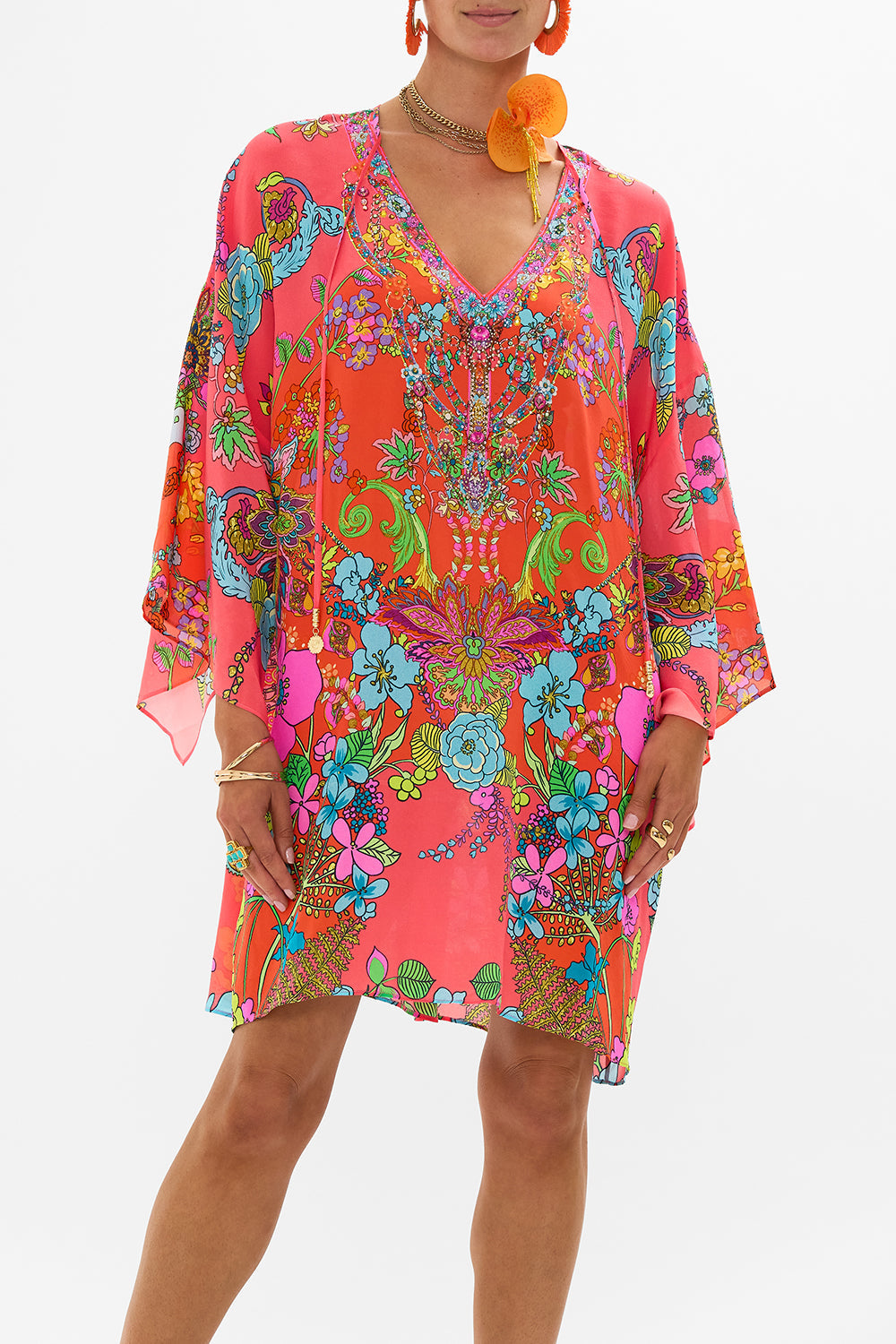 CAMILLA floral wide side high leg pant in Stitched in Time print.