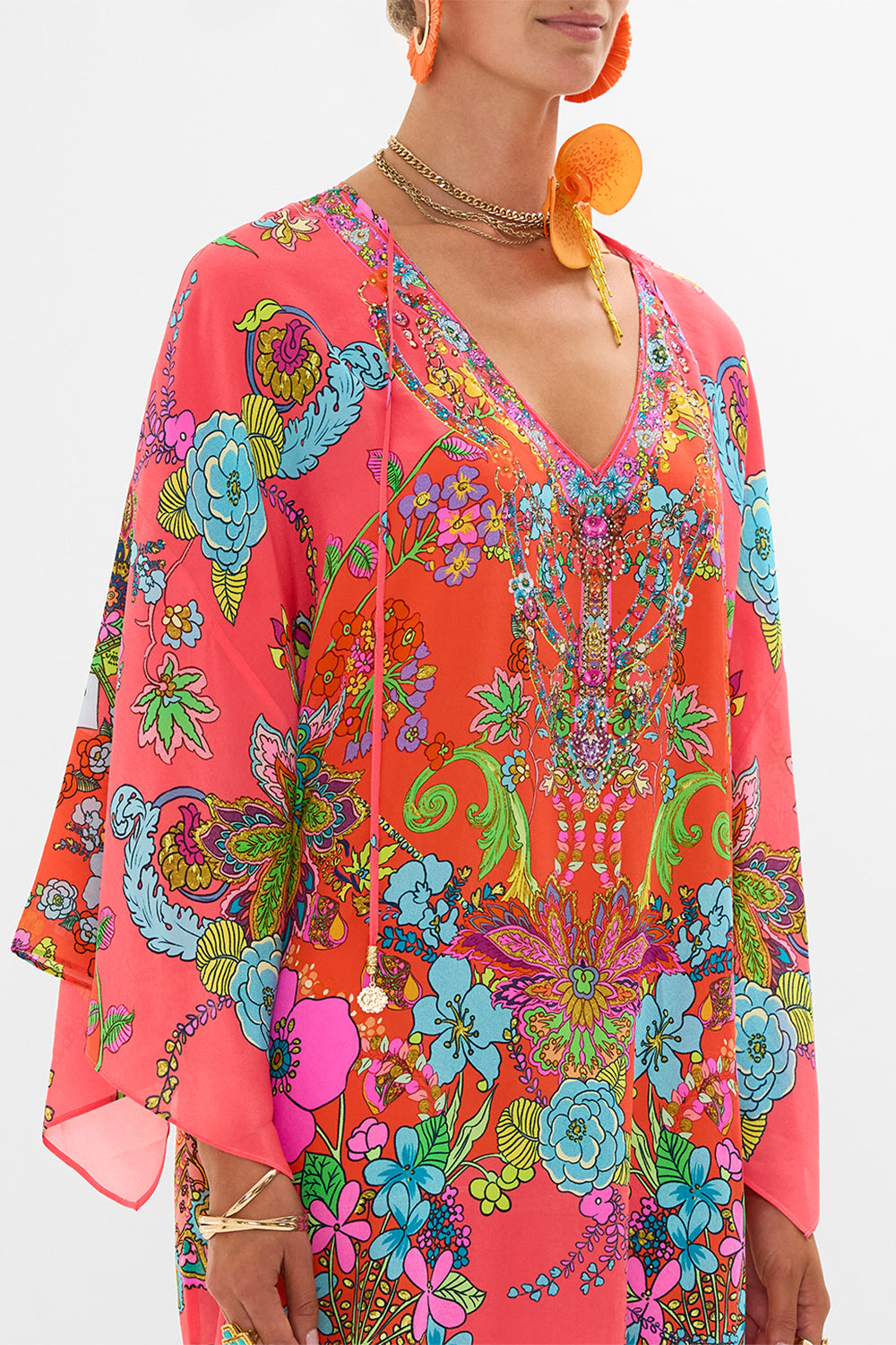 CAMILLA floral wide side high leg pant in Stitched in Time print.