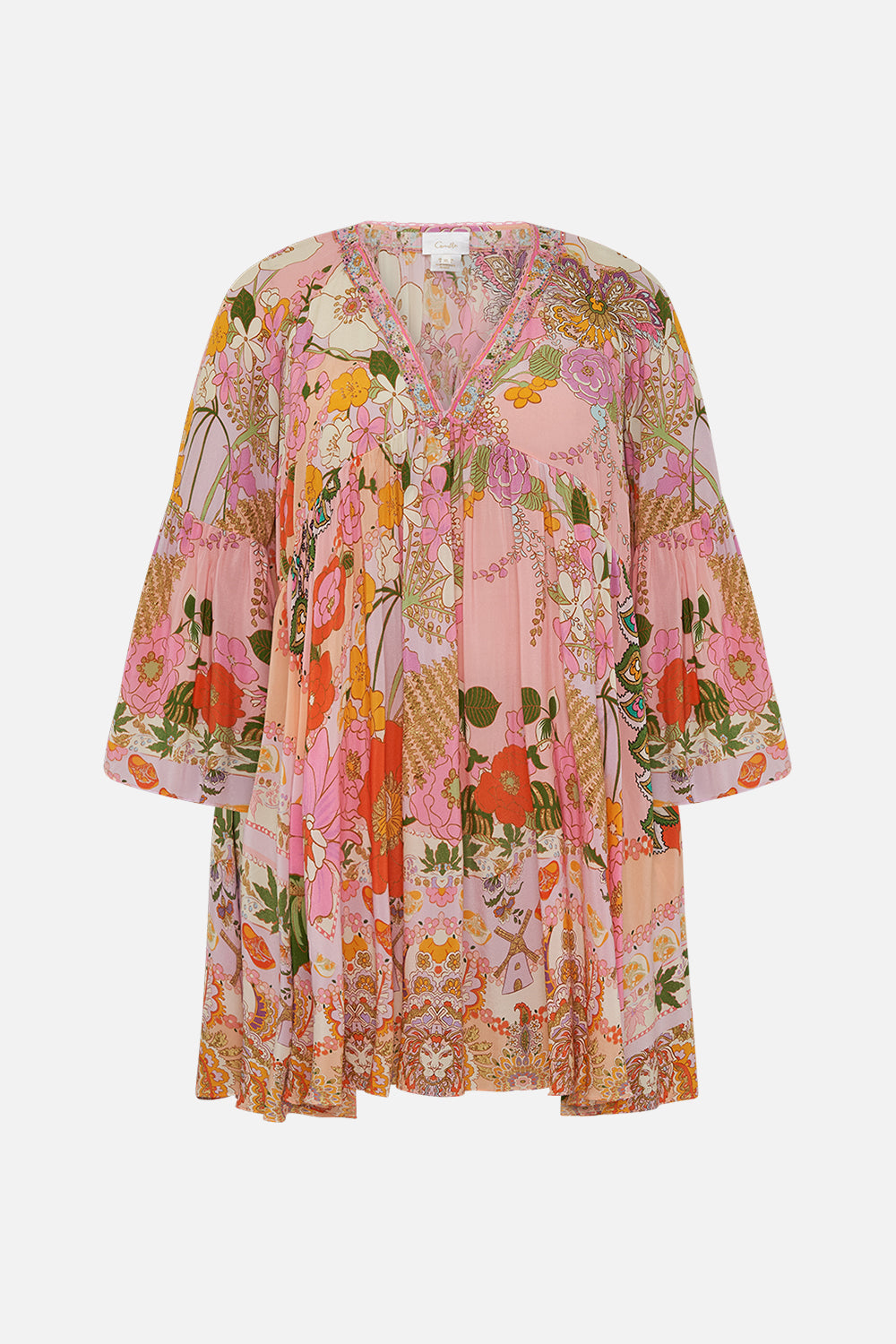CAMILLA floral a line dress in Clever Clogs print