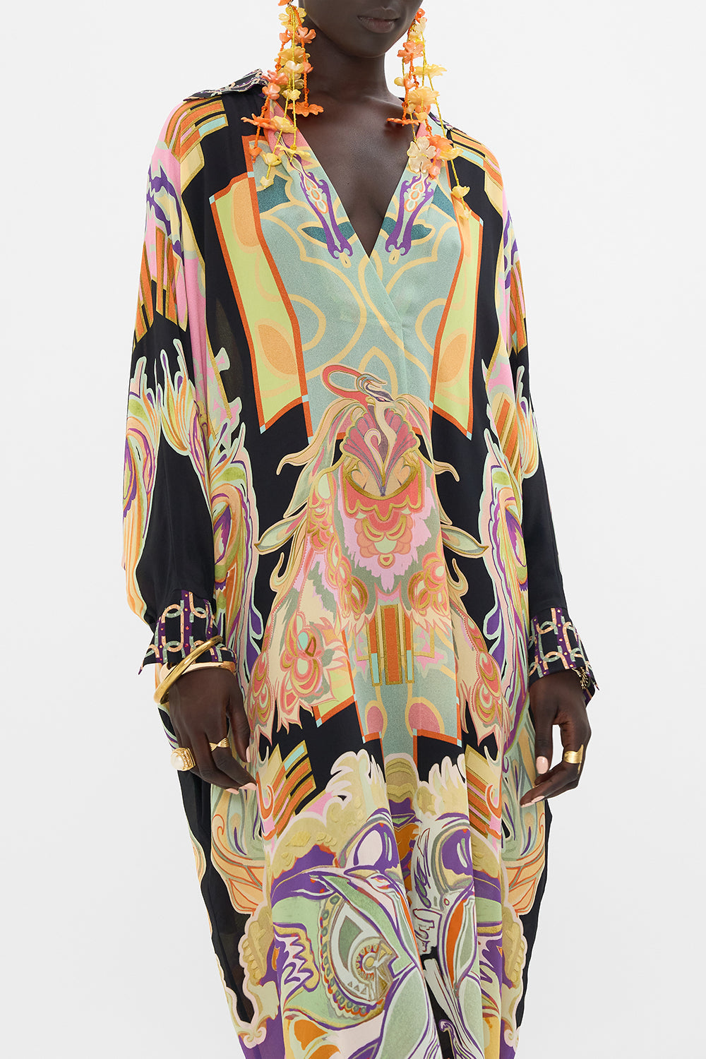 CAMILLA silk kaftan in Club Cinemania print