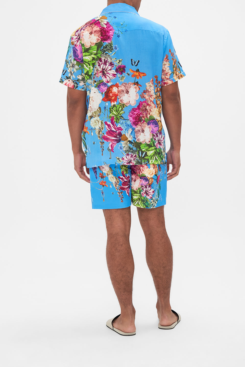 Hotel Franks by CAMILLA mens blue flroal print shirt in Nectar Of The Gods print
