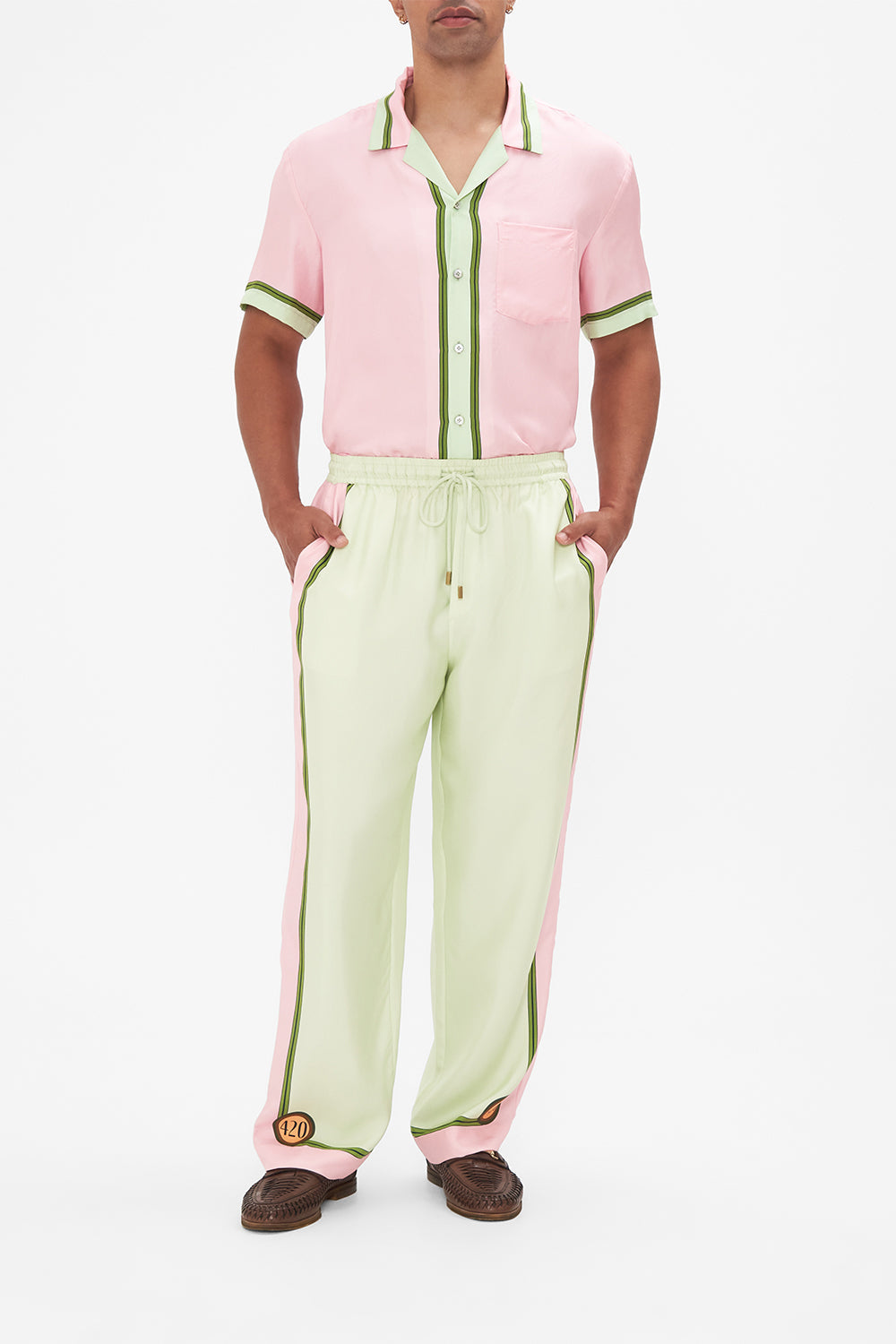 Hotel Franks by CAMILLA mens lounge pants in Lets Chase Rainbows print