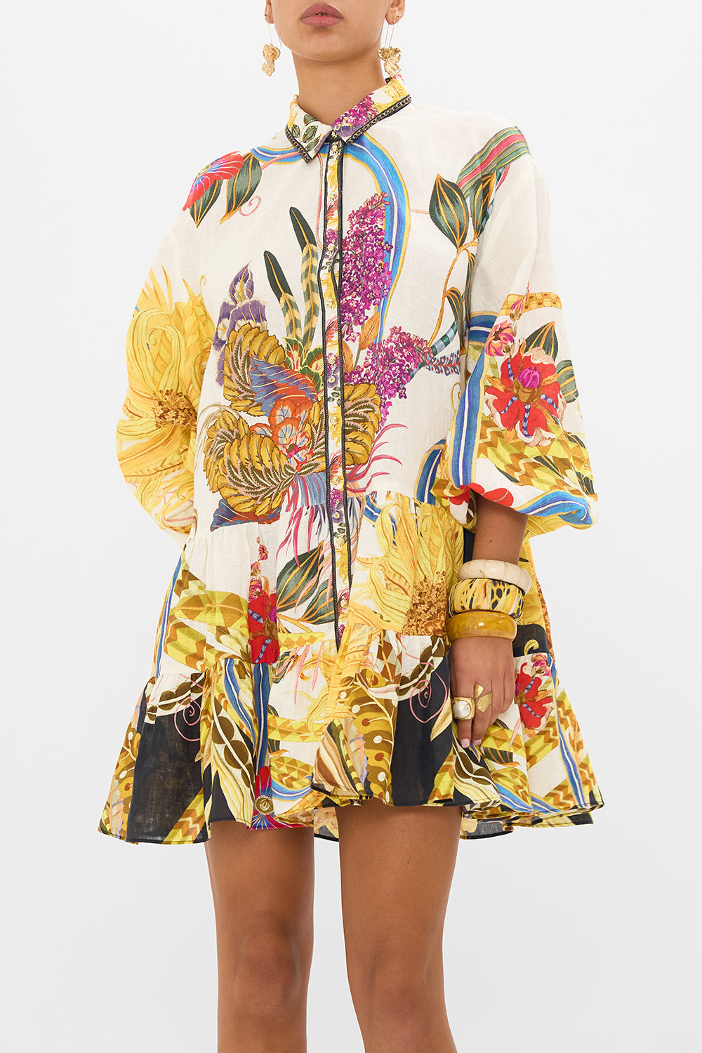 CAMILLA shirtdress in Sunflowers On My Mind print
