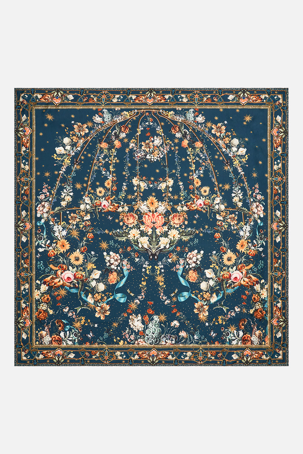 CAMILLA silk scarf in She Who Wears The Crown print