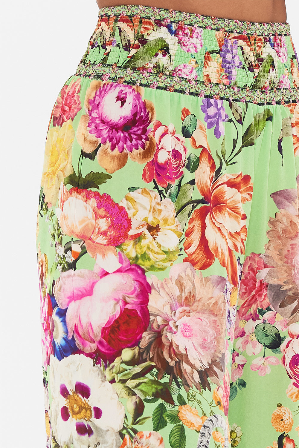 Back view of CAMILLA silk shirt dress in Delft Dynasty print