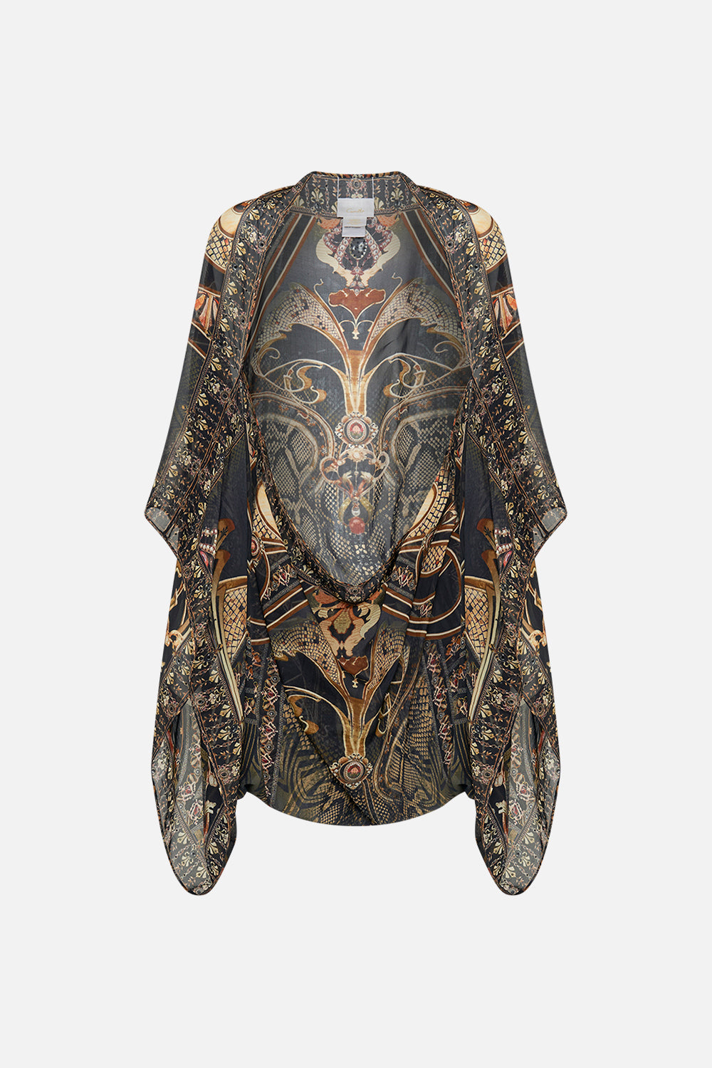 CAMLLA silk shrug in Nouveau Noir print