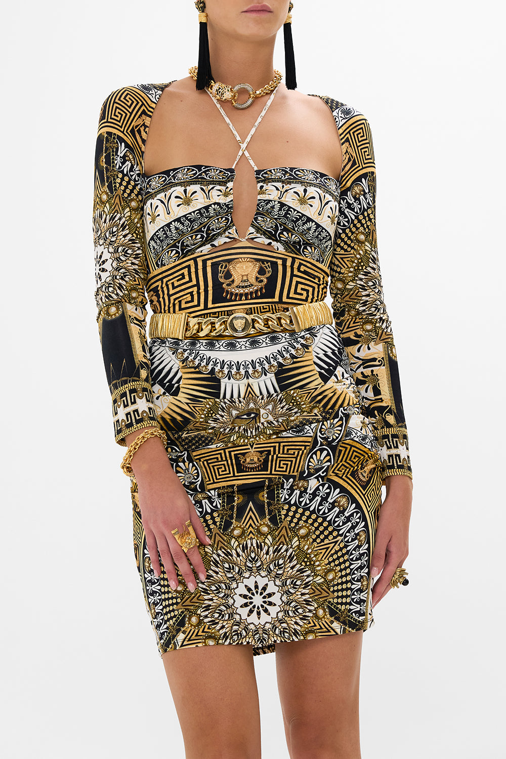 LEOPARD BUTTON ELASTIC BELT GOLD