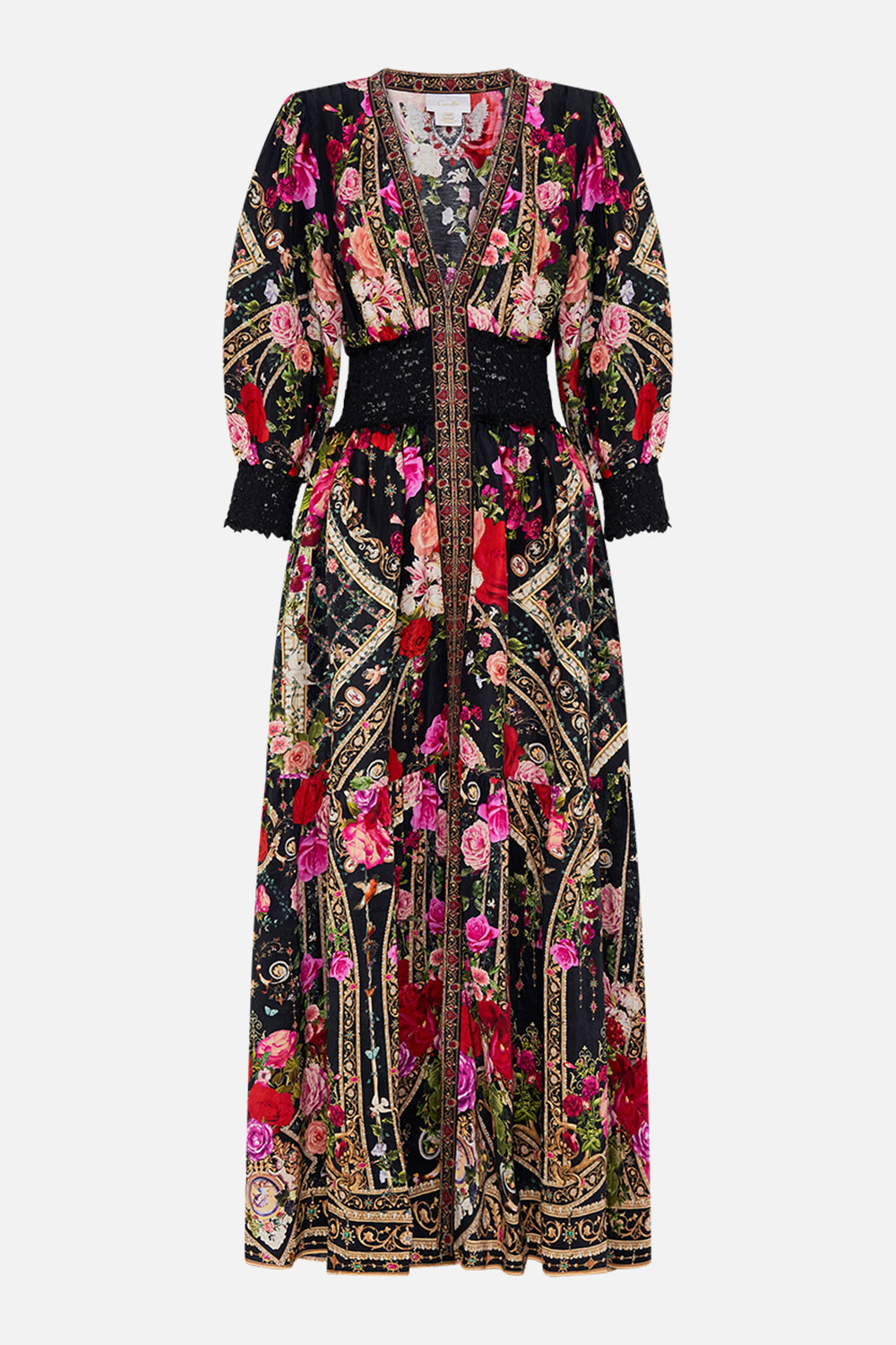 Product view of CAMILLA floral maxi dress in Reservation For Love print