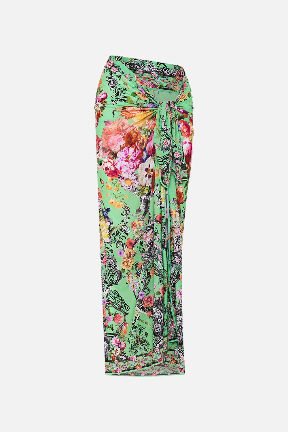 CAMILLA resort wear long sarong in Porcelain Dream print