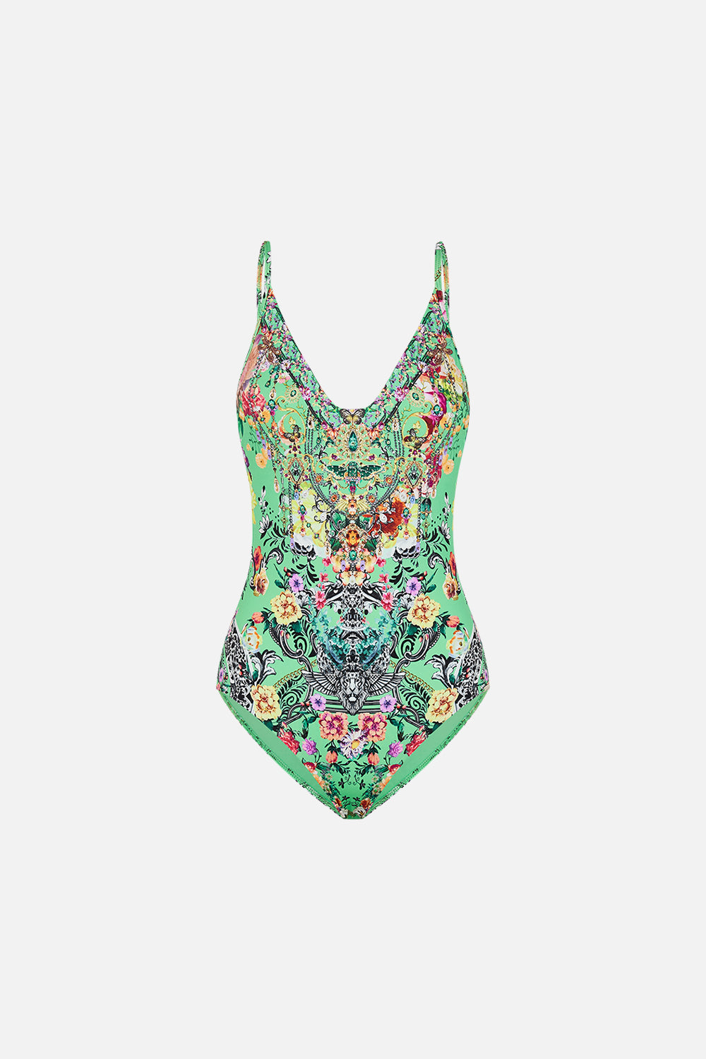 CAMILLA resort wear one piece swimsuit in Porcelain Dream print