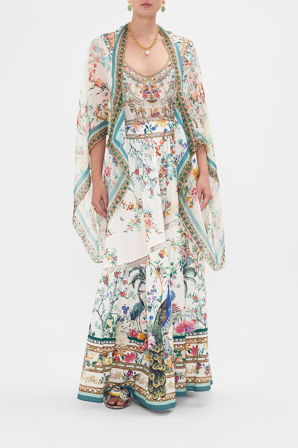 CAMILLA silk shrug in Plumes and Parterres print