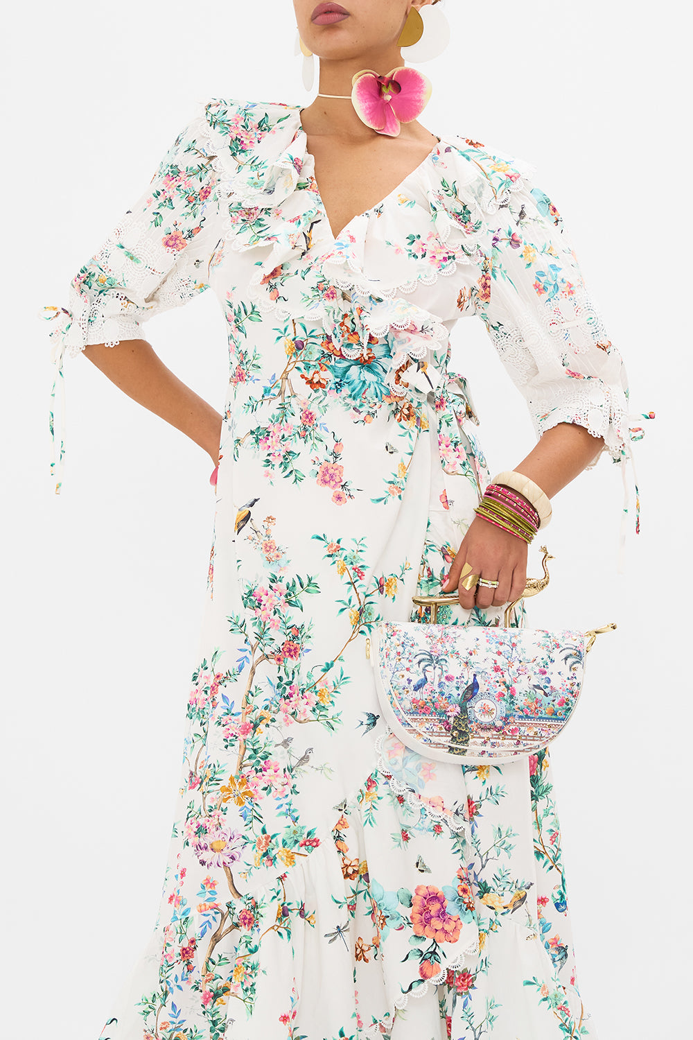 CAMILLA crossbody bag in Plumes and Parterres print